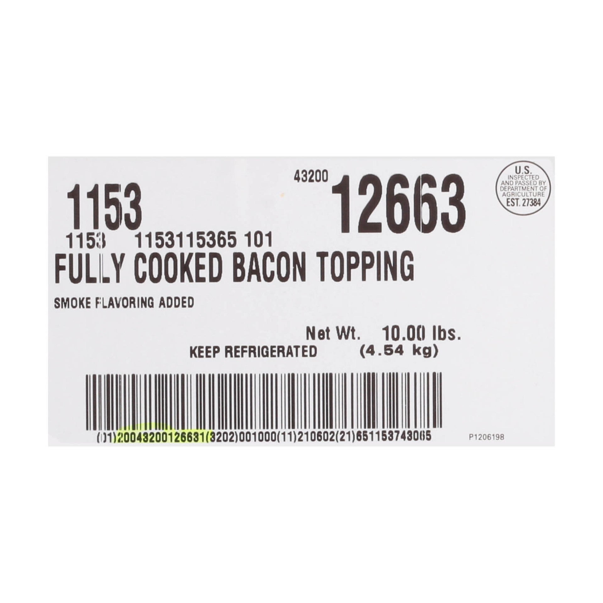 Smithfield Patrick Cudahy Pavone Bacon Topping 81.6 Ounce Size - 2 Per Case.