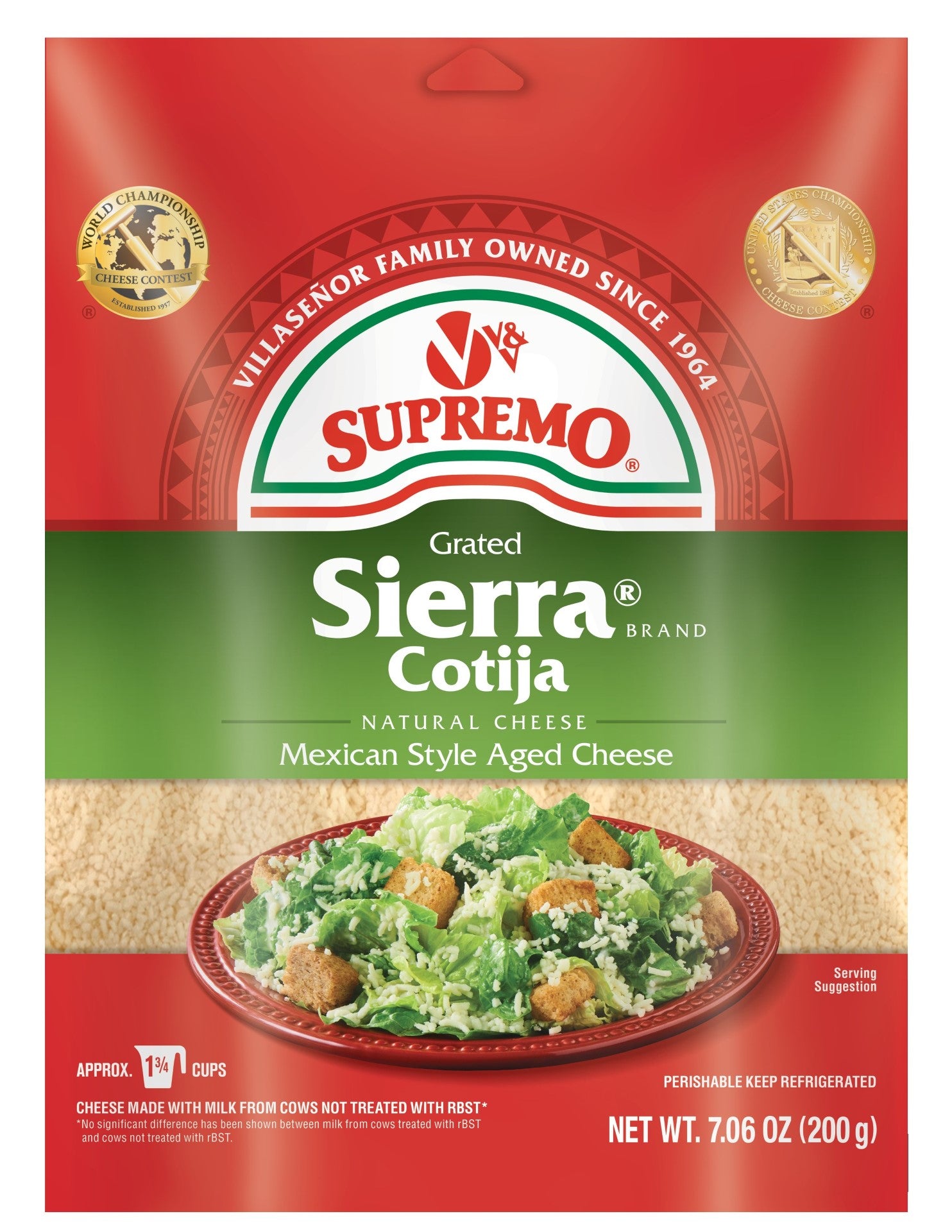 Supremo Sierra Queso Cotija 7.06 Ounce Size - 12 Per Case.