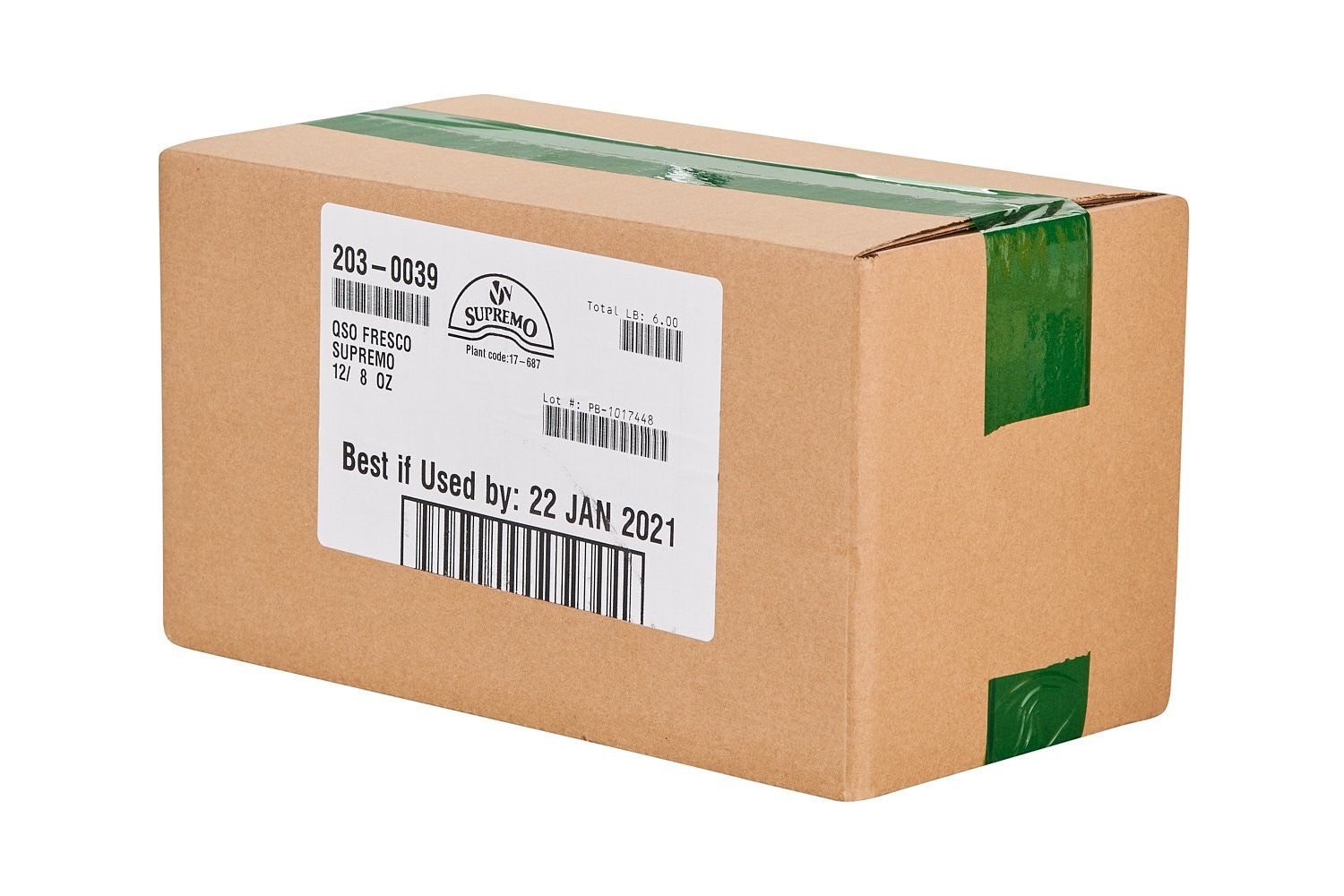 Supremo Queso Fresco Fresh Crumbling Cheese 8 Ounce Size - 12 Per Case.