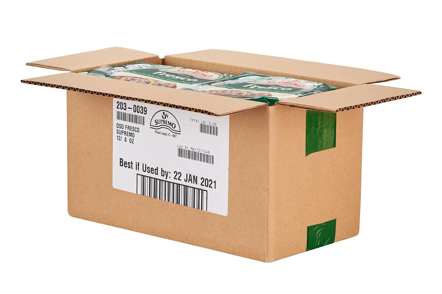 Supremo Queso Fresco Fresh Crumbling Cheese 8 Ounce Size - 12 Per Case.