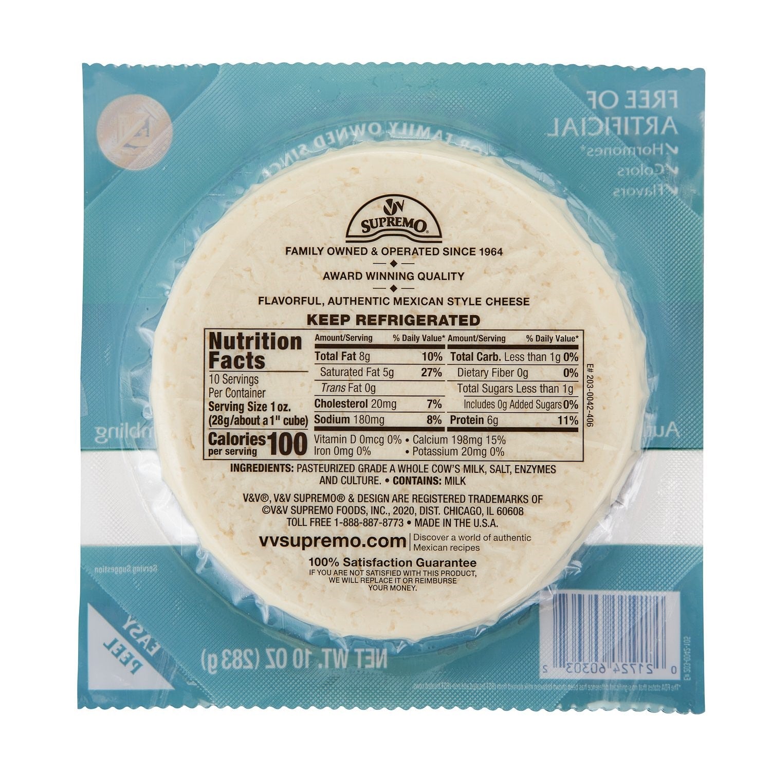 Supremo Queso Fresco 10 Ounce Size - 12 Per Case.