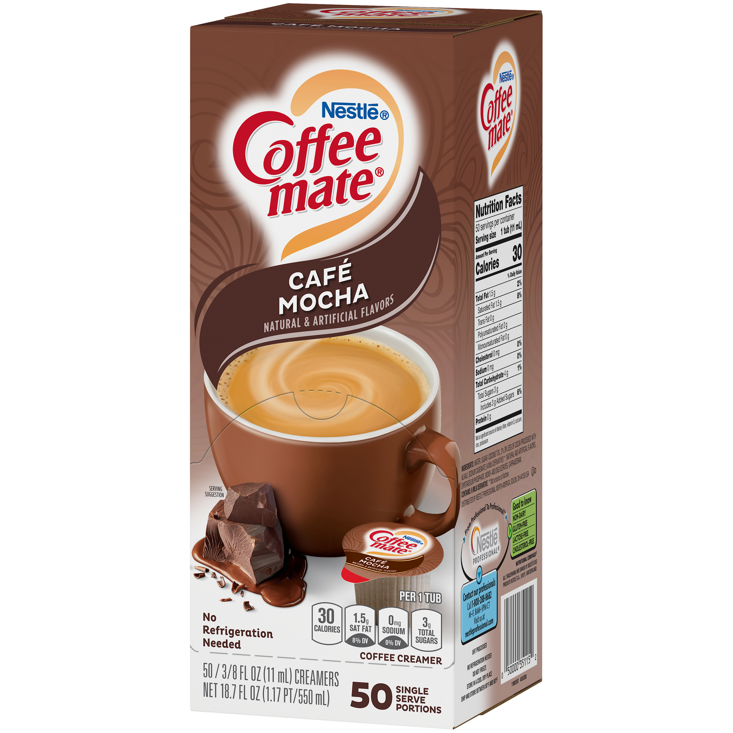 Nestle Coffee Mate Coffee Creamer Cafe Mochaflavor Liquid Creamer Singles 18.7 Fluid Ounce - 4 Per Case.