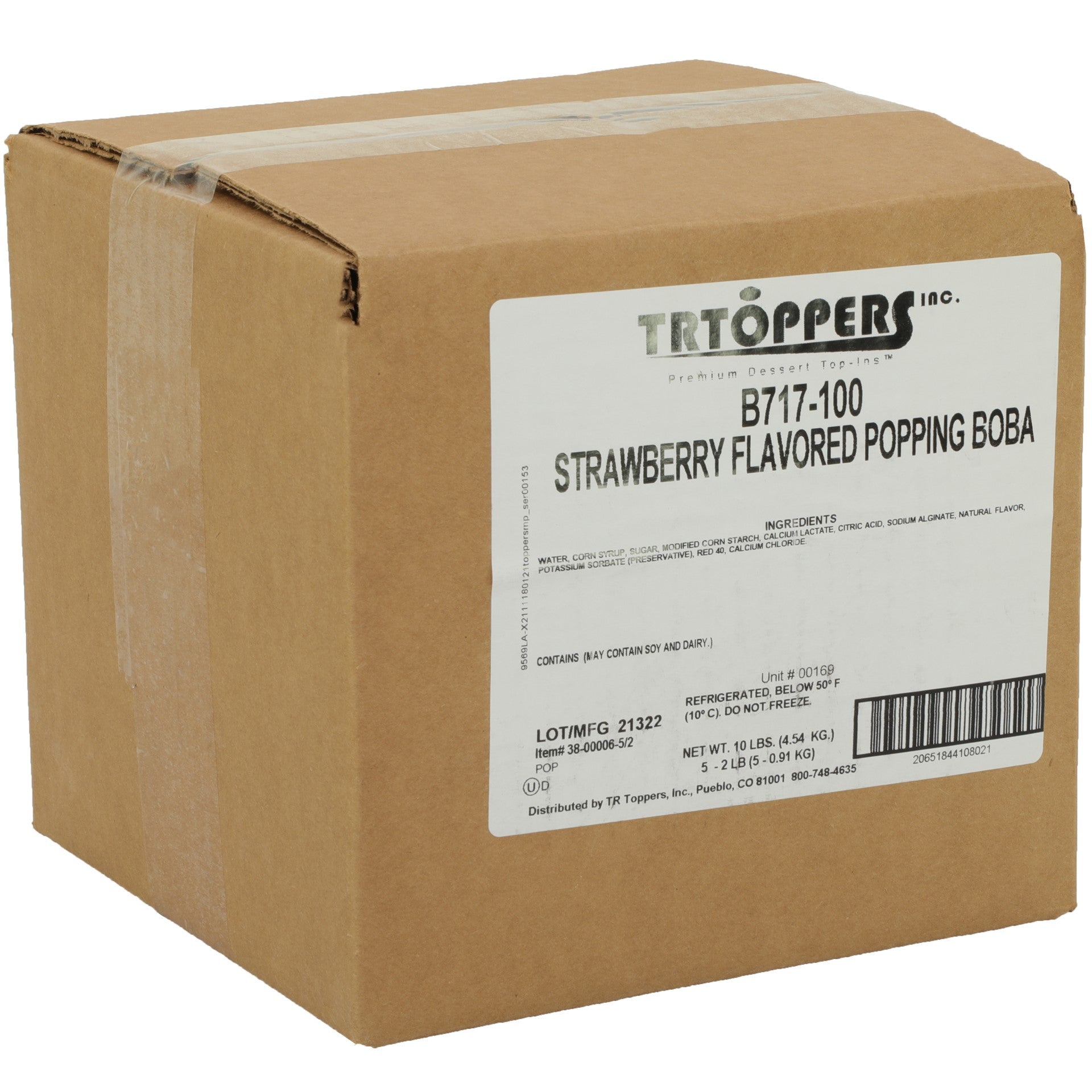 Tr Toppers Strawberry Flavored Popping Boba 2 Pound Each - 5 Per Case.