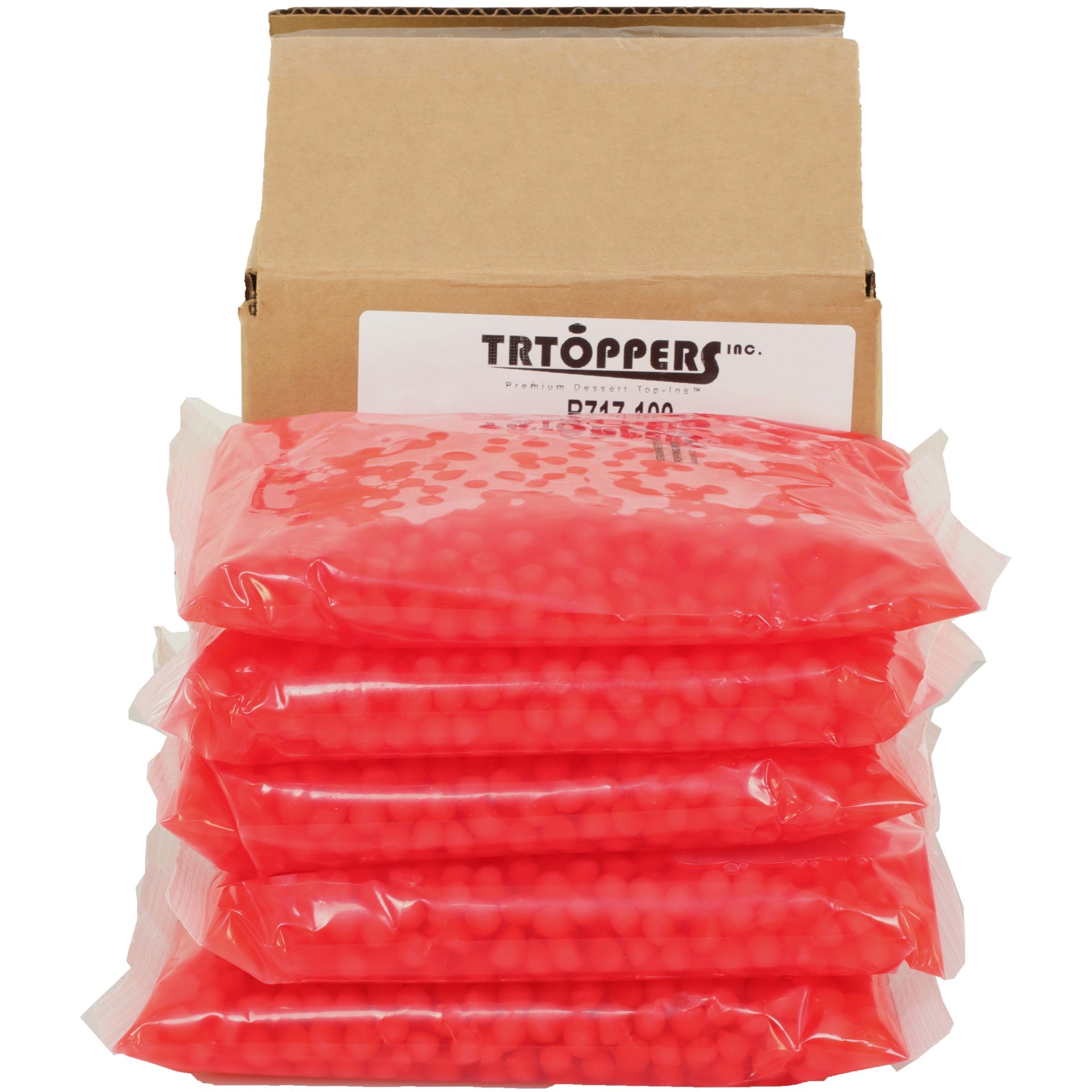 Tr Toppers Strawberry Flavored Popping Boba 2 Pound Each - 5 Per Case.