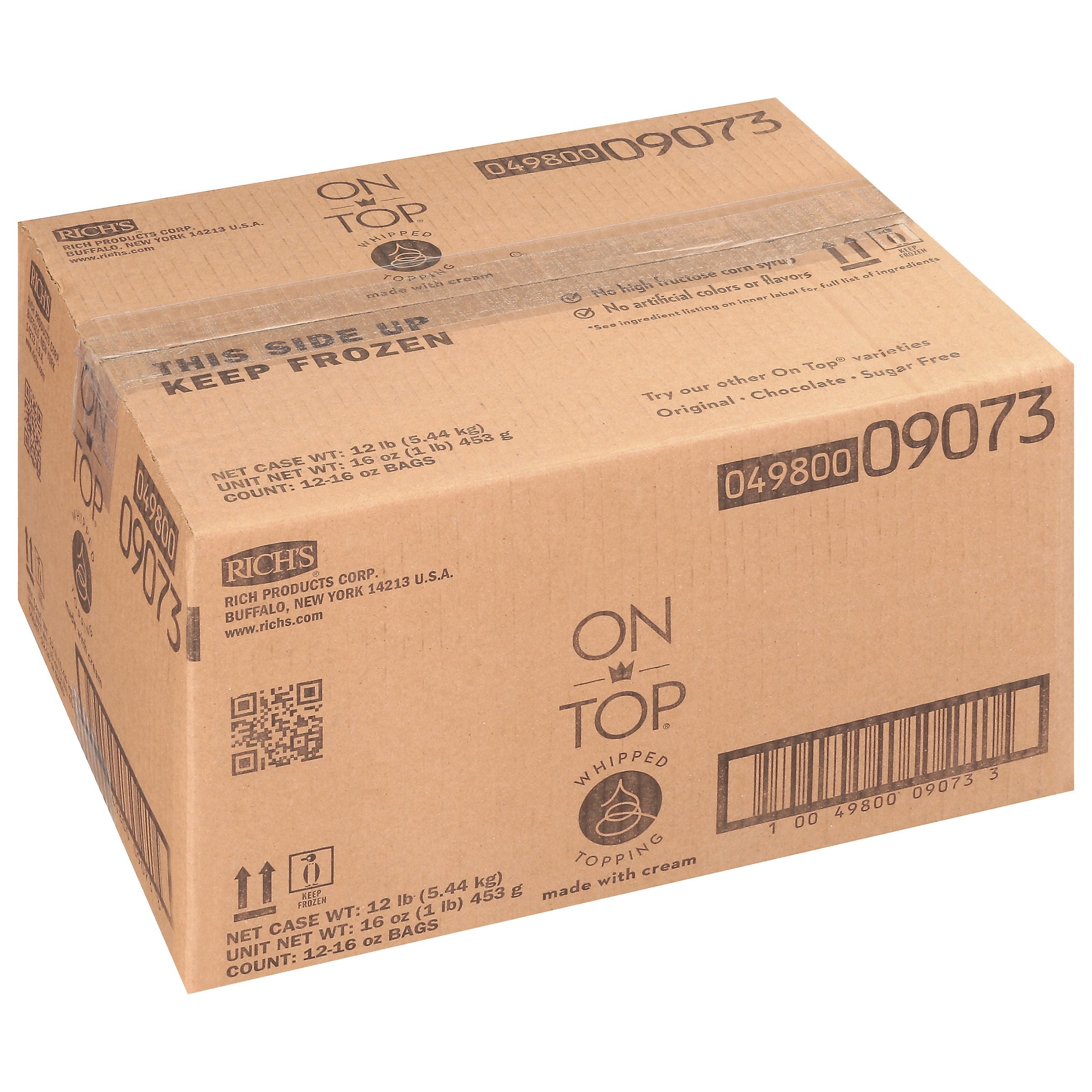 On Top Whipped Topping With Cream 1 Pound Each - 12 Per Case.