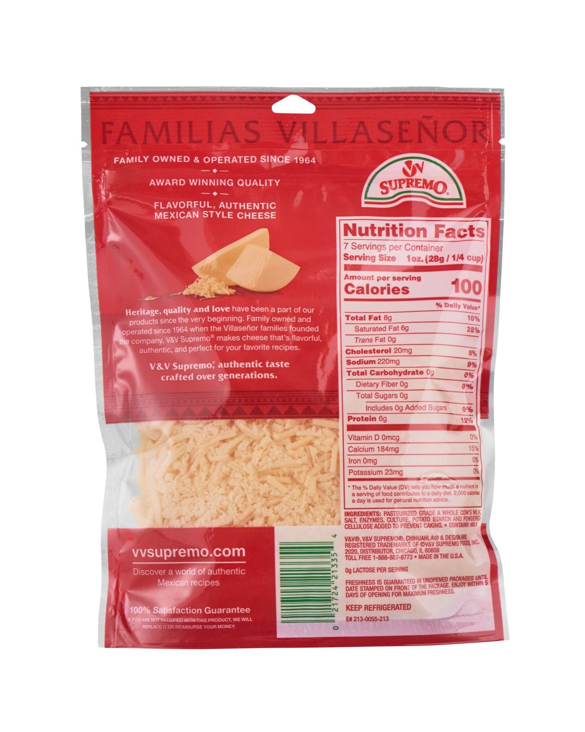 Queso Chihuahua Shred 7.06 Ounce Size - 12 Per Case.