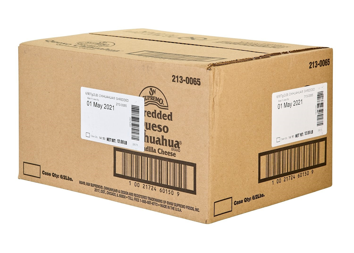 Queso Chihuahua Shred 2 Pound Each - 6 Per Case.