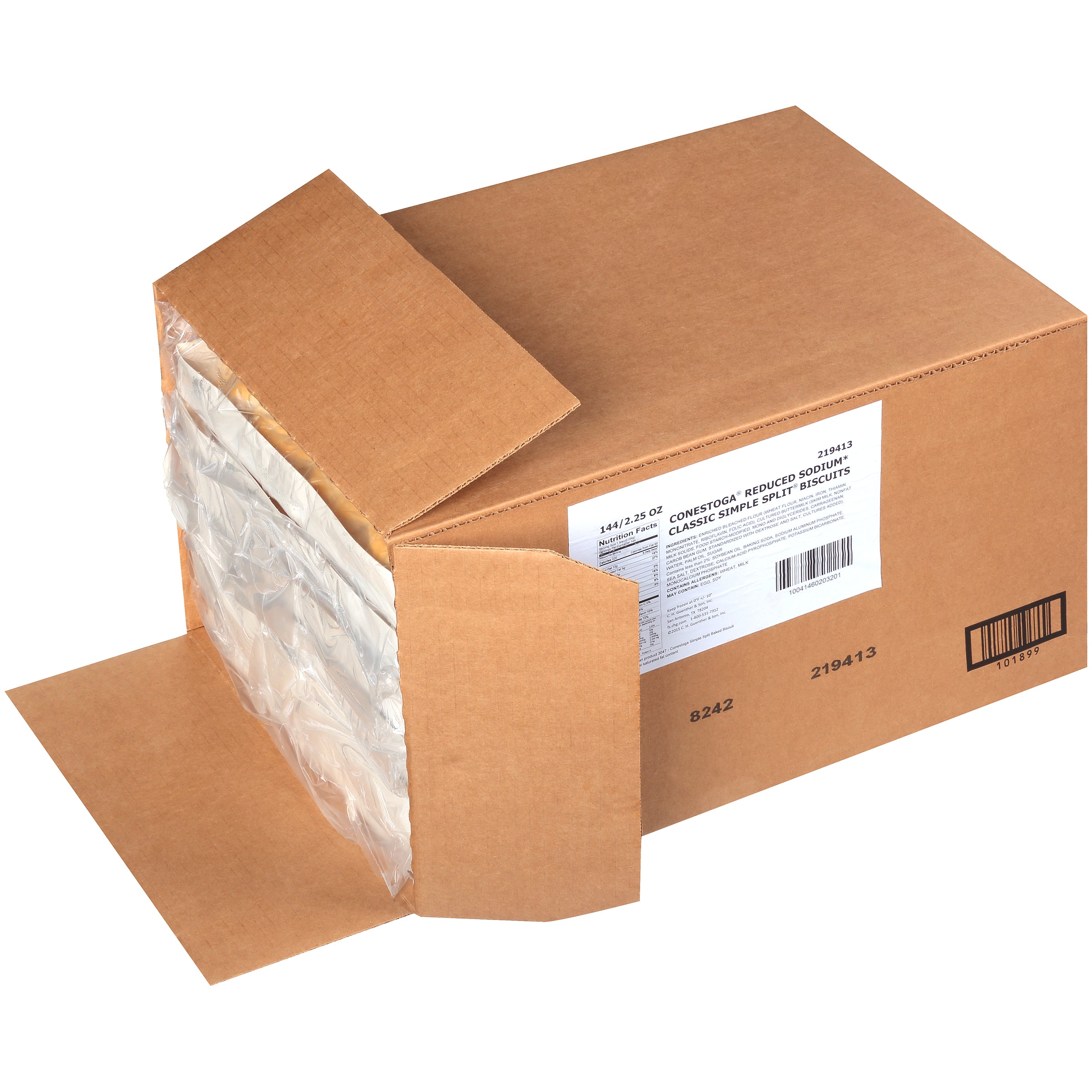 Conestoga Reduced Sodium Classic Simple Split Biscuit 24 Ounce Size - 144 Per Case.