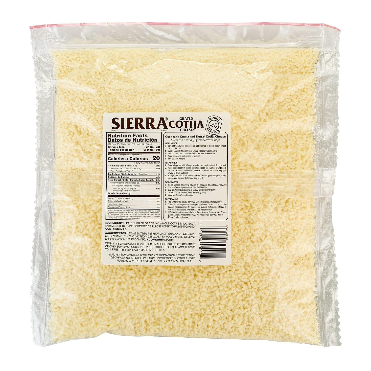 Supremo Sierra Queso Cotija 2.2 Pound Each - 6 Per Case.