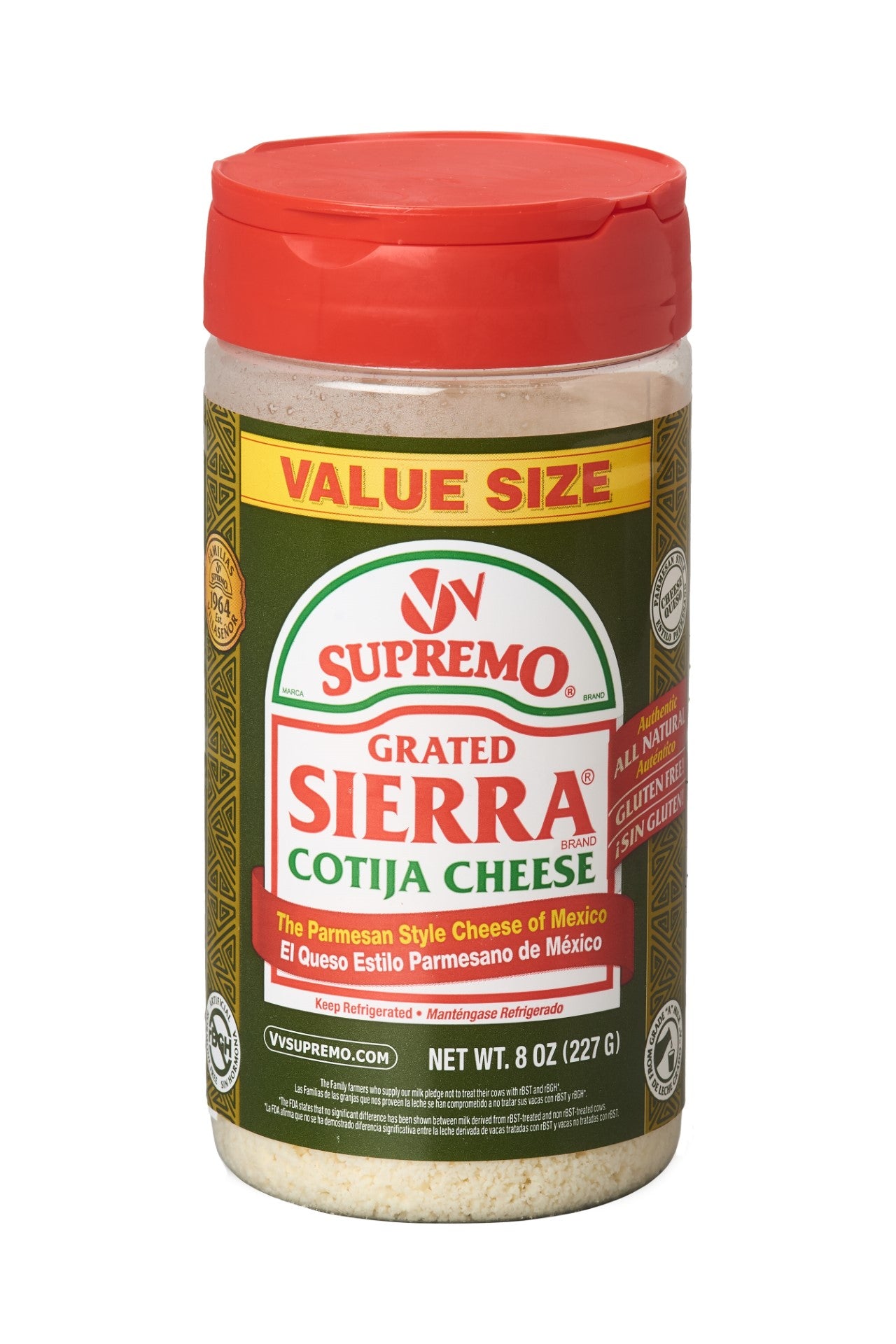 Queso Cotija Shaker 8 Ounce Size - 6 Per Case.