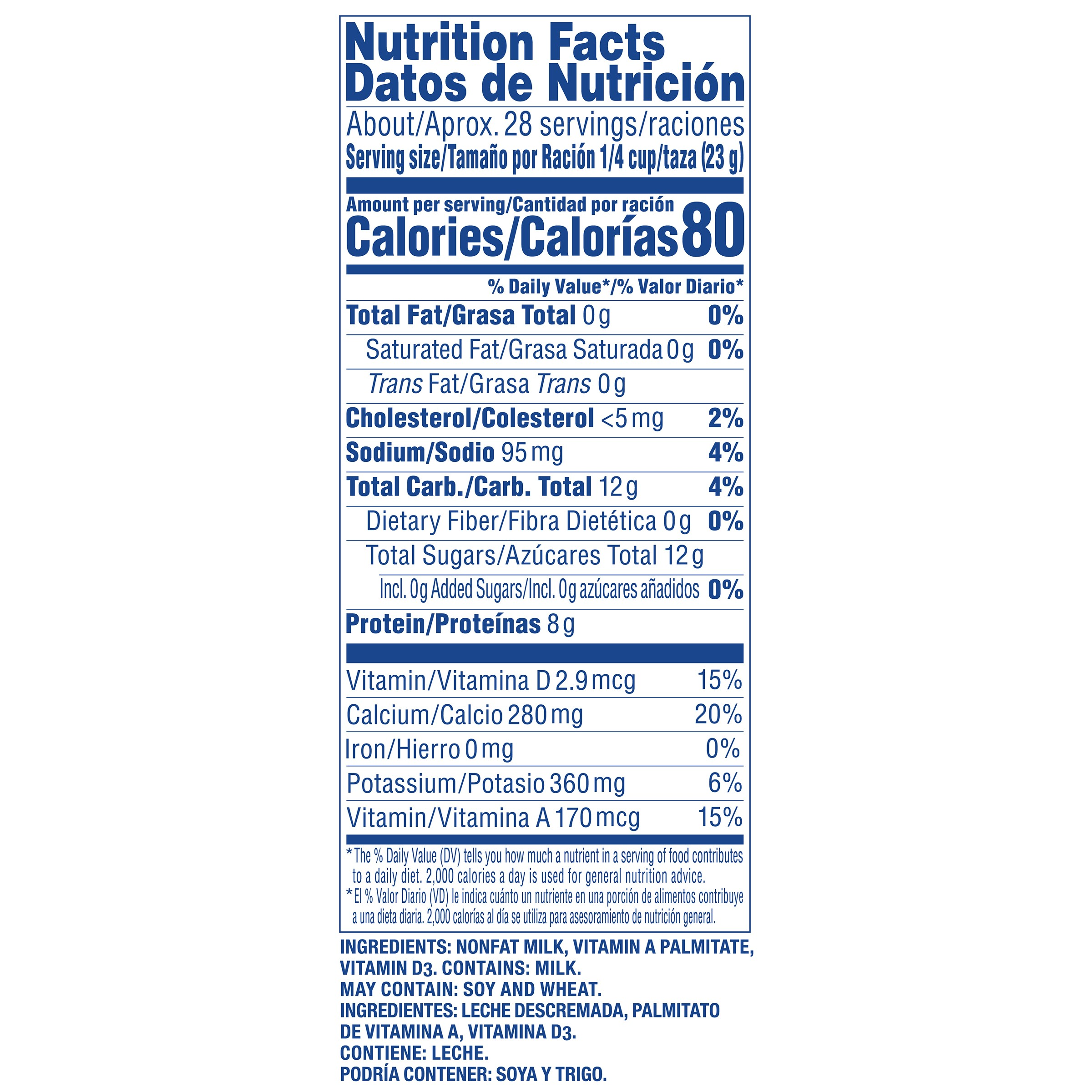 Nestle Carnation Instant Nonfat Dry Milk Canister Tray 22.75 Ounce Size - 4 Per Case.