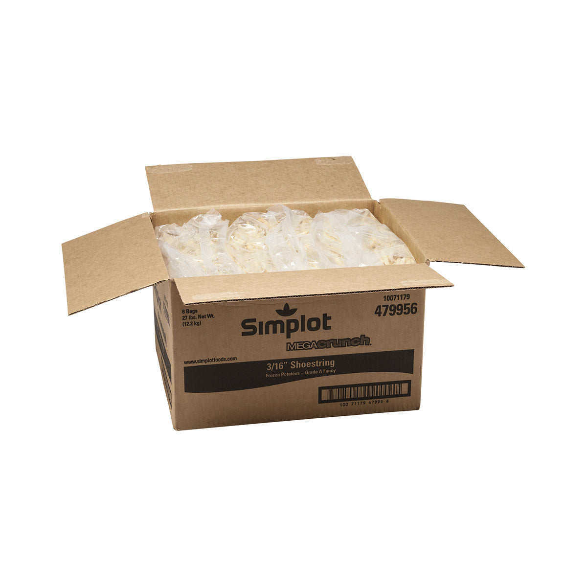 Simplot Megacrunch 6 Inch Battered Julienne Cut Fries Skin On 4.5 Pound Each - 6 Per Case.