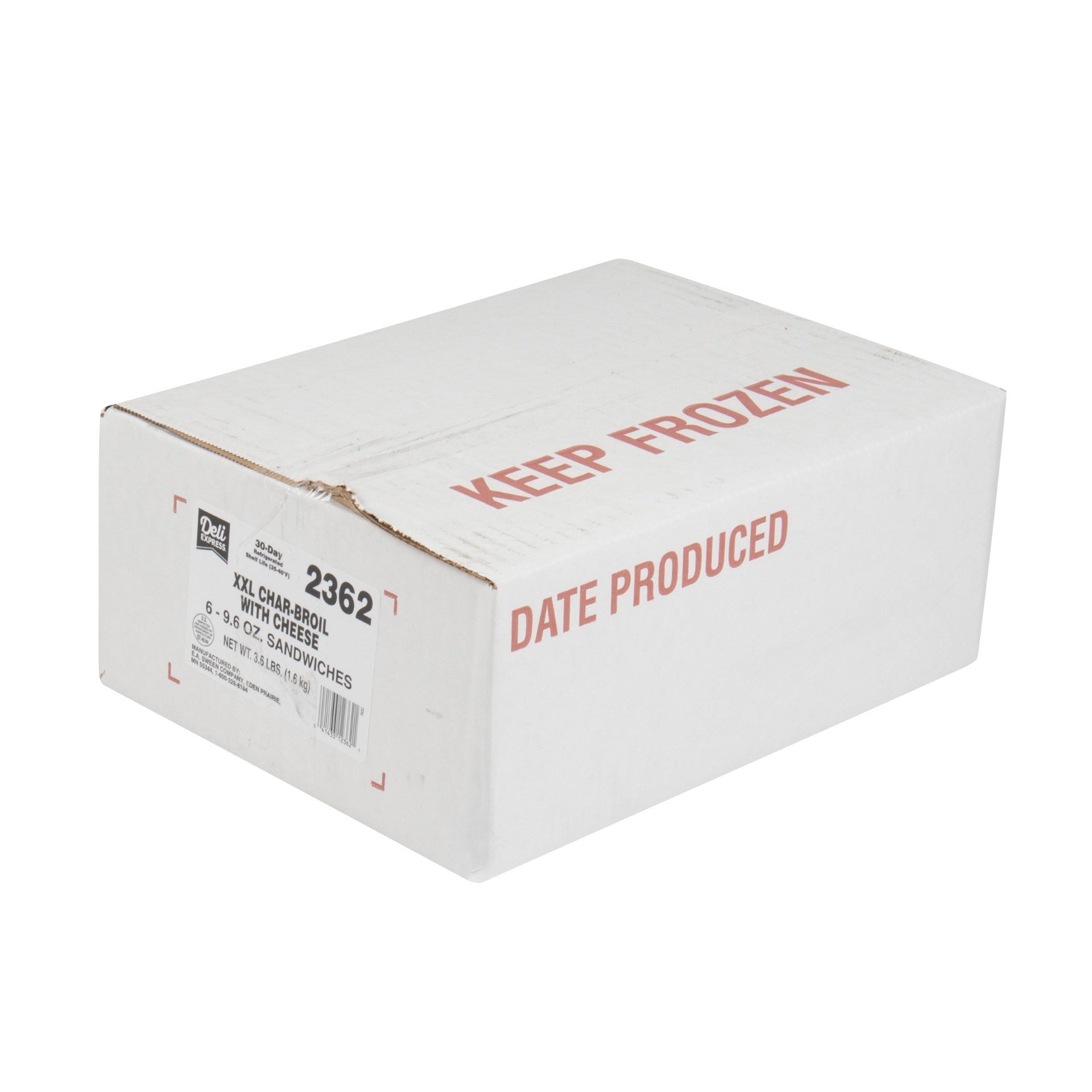 Deli Express XXL Char Broil With Cheese 9.6 Ounce Size - 6 Per Case.