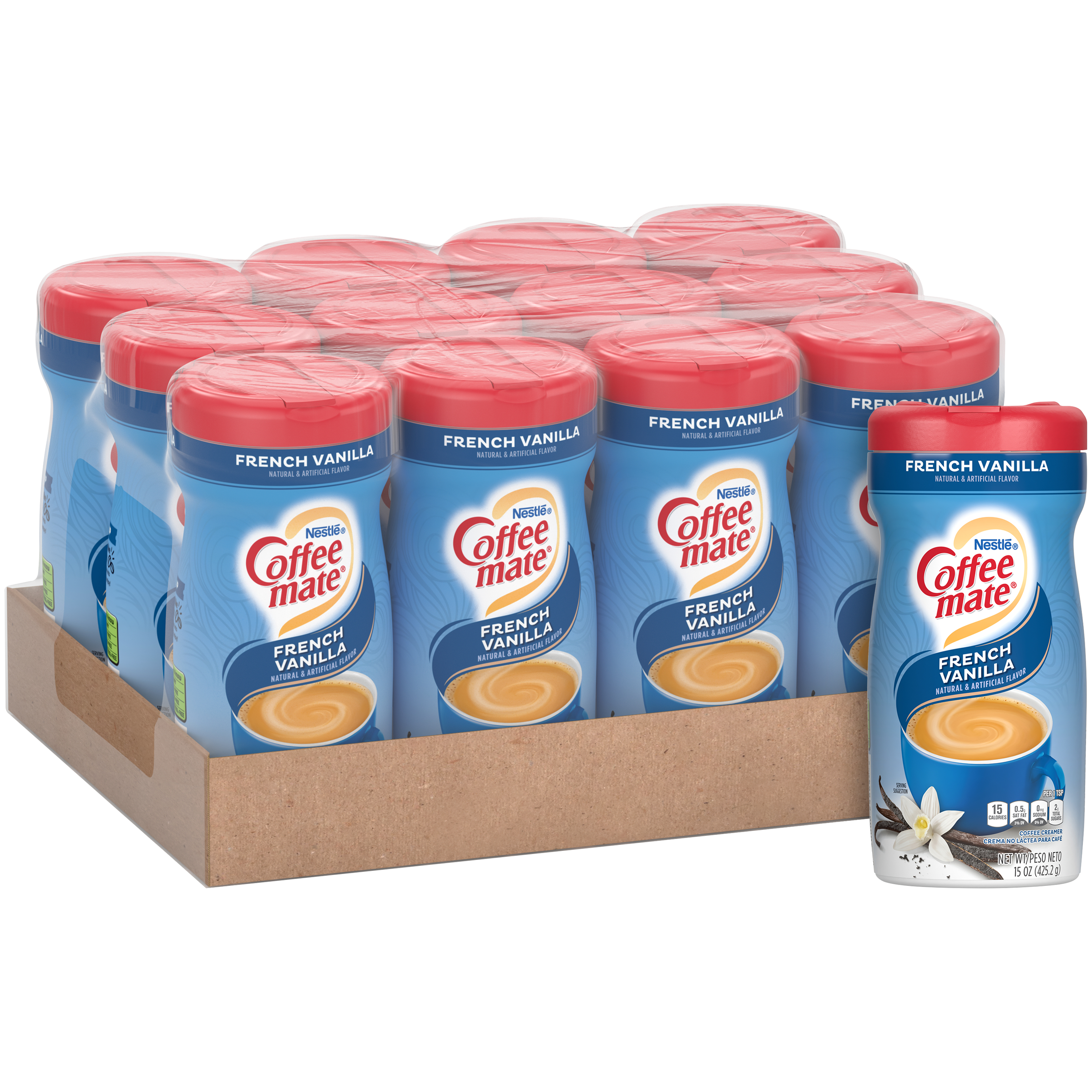 Coffee Mate French Vanilla XCanister 15 Ounce Size - 12 Per Case.