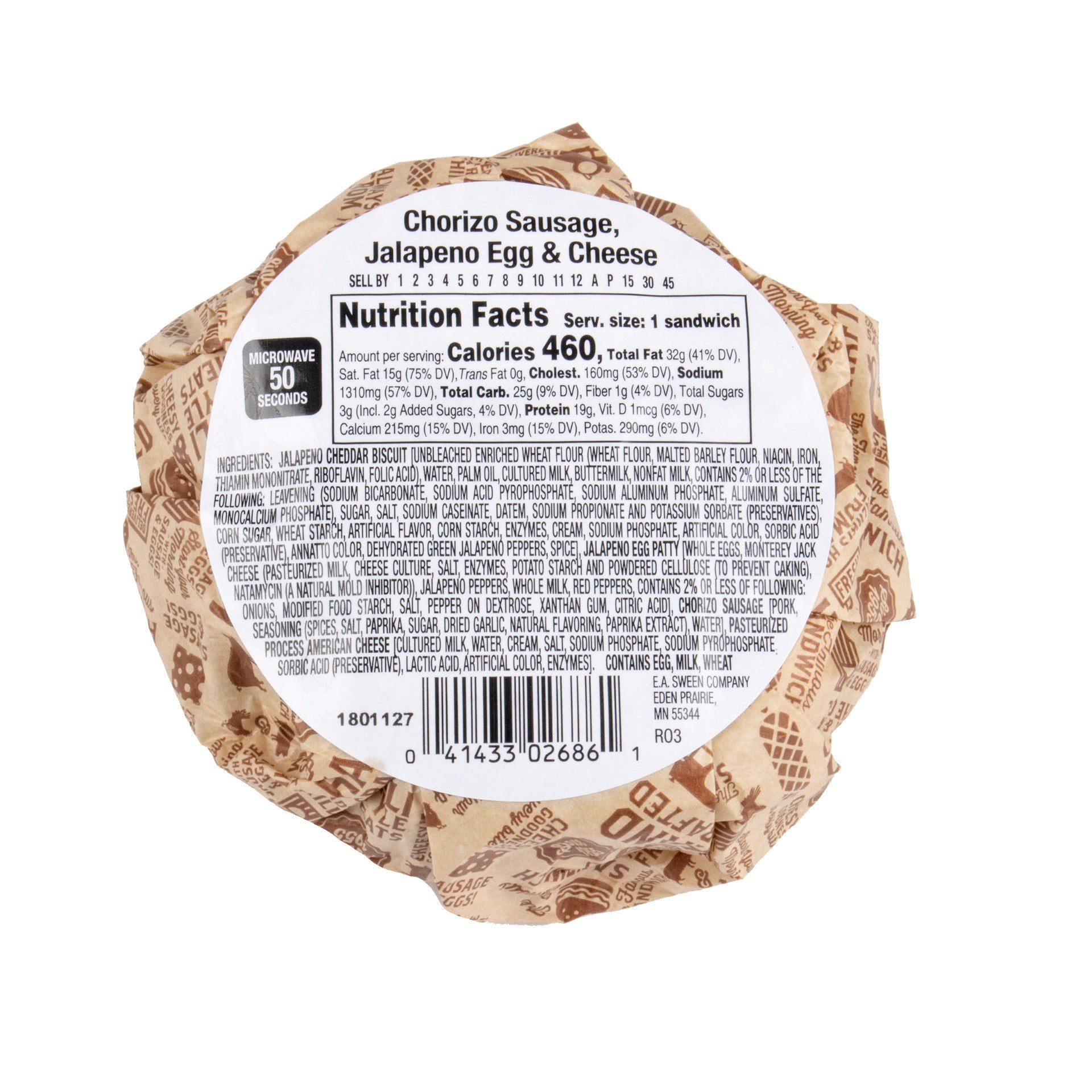 Deli Express Chorizo Sausage Jalapeno Egg &cheese On A Biscuit 5.5 Ounce Size - 10 Per Case.