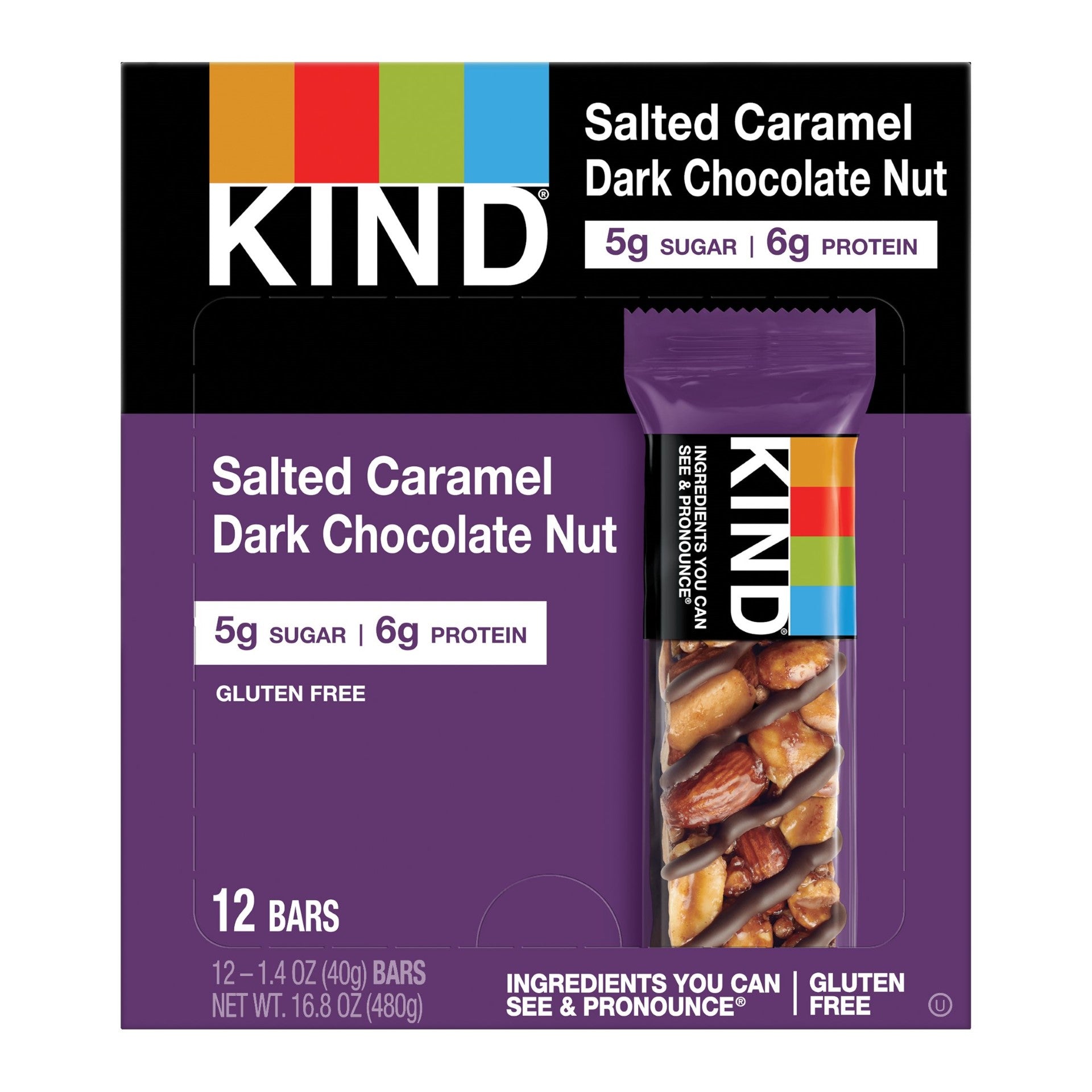 Kind Snacks Salted Caramel & Dark Chocolatebar 1.4 Ounce Size - 72 Per Case.
