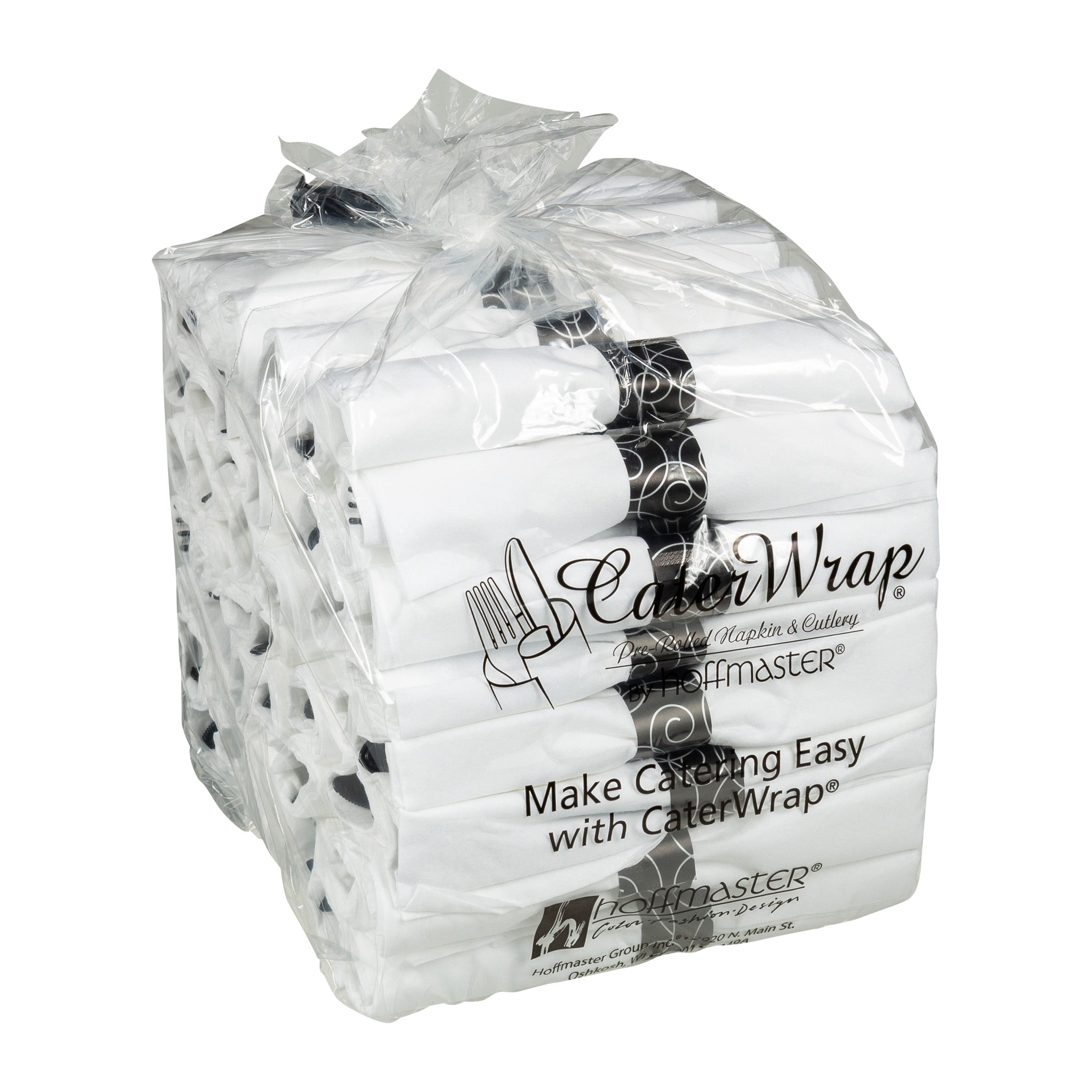 Caterwrap® K White Napkin Hvywt Blackplastic Wrapped With Band 50 Count Packs - 2 Per Case.