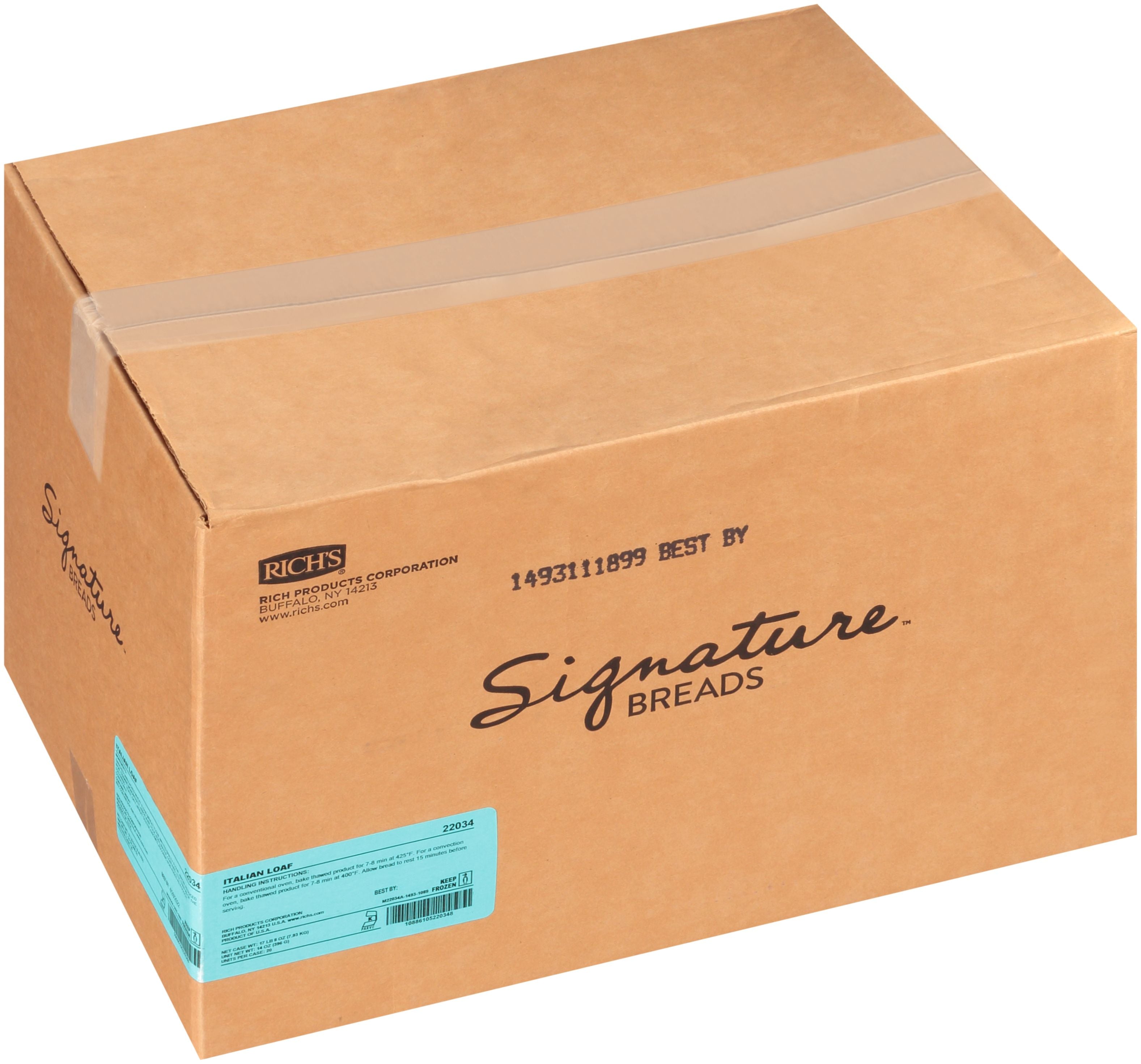 Bread Italian Loaf Parbaked 20 Each - 1 Per Case.