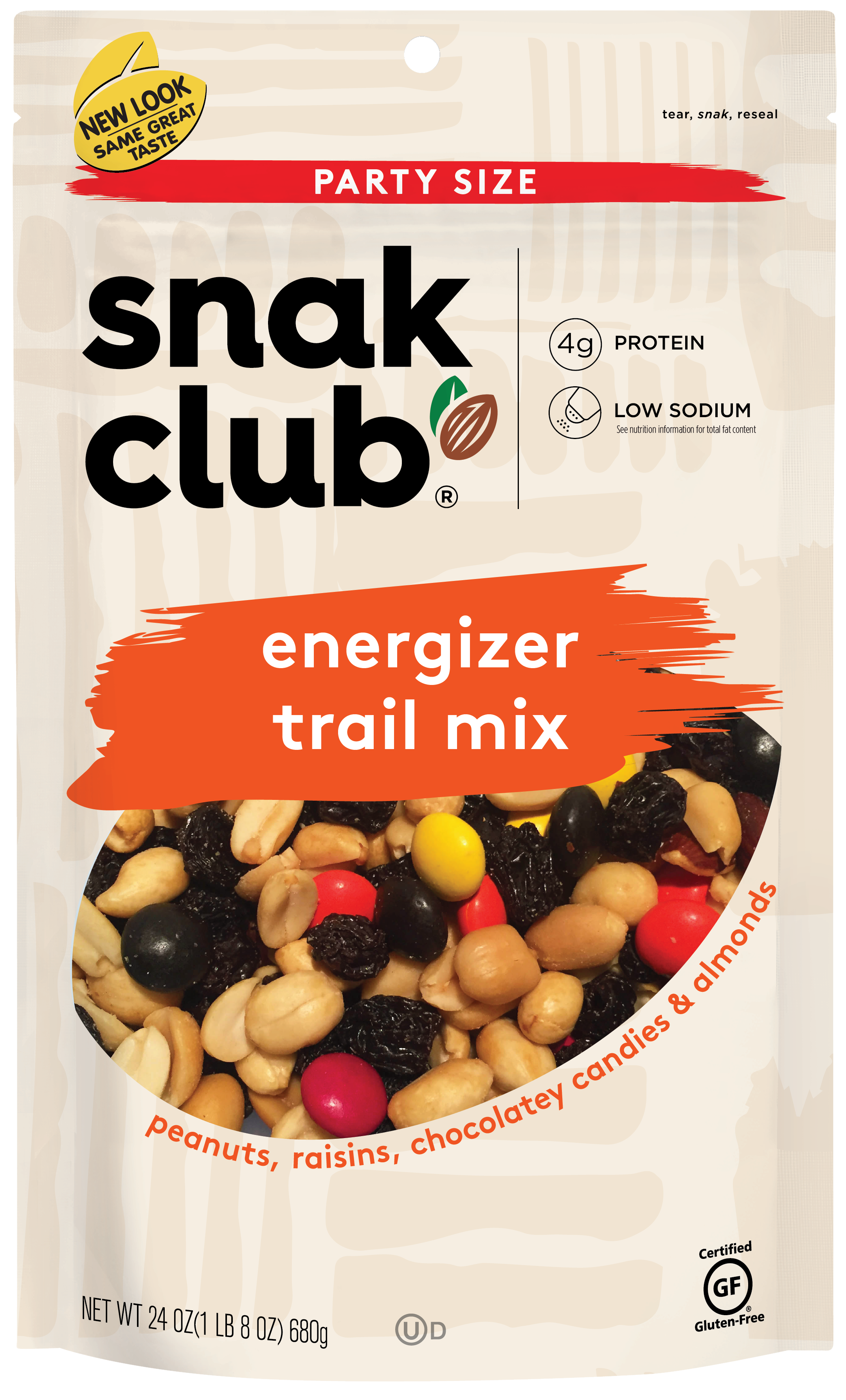 Snak Club Party Size Energizer Trail Mix 1.5 Pound Each - 6 Per Case.