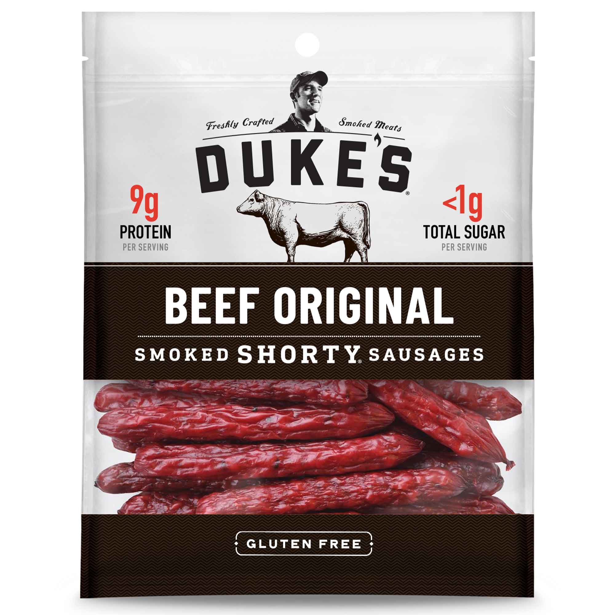 Duke's Beef Original Smoked Shorty Sausages Keto Friendly Snack 4 Ounce Size - 8 Per Case.
