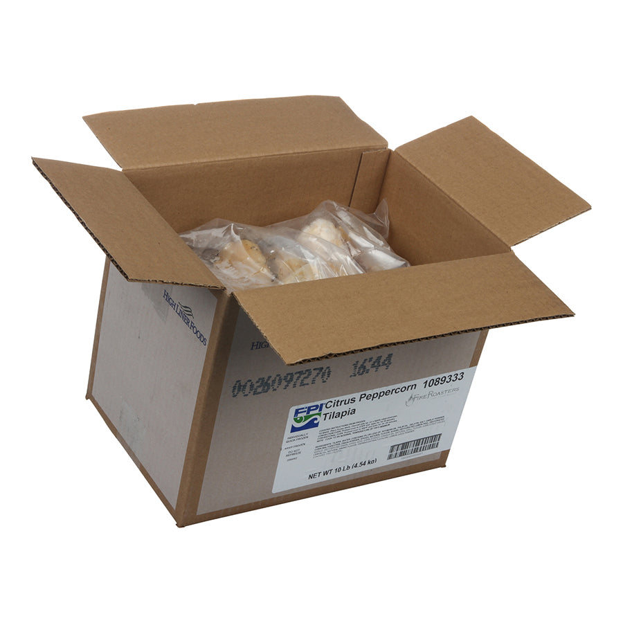 Fire Roasters Citrus Peppercorn Tilapia Fillets 10 Pound Each - 1 Per Case.