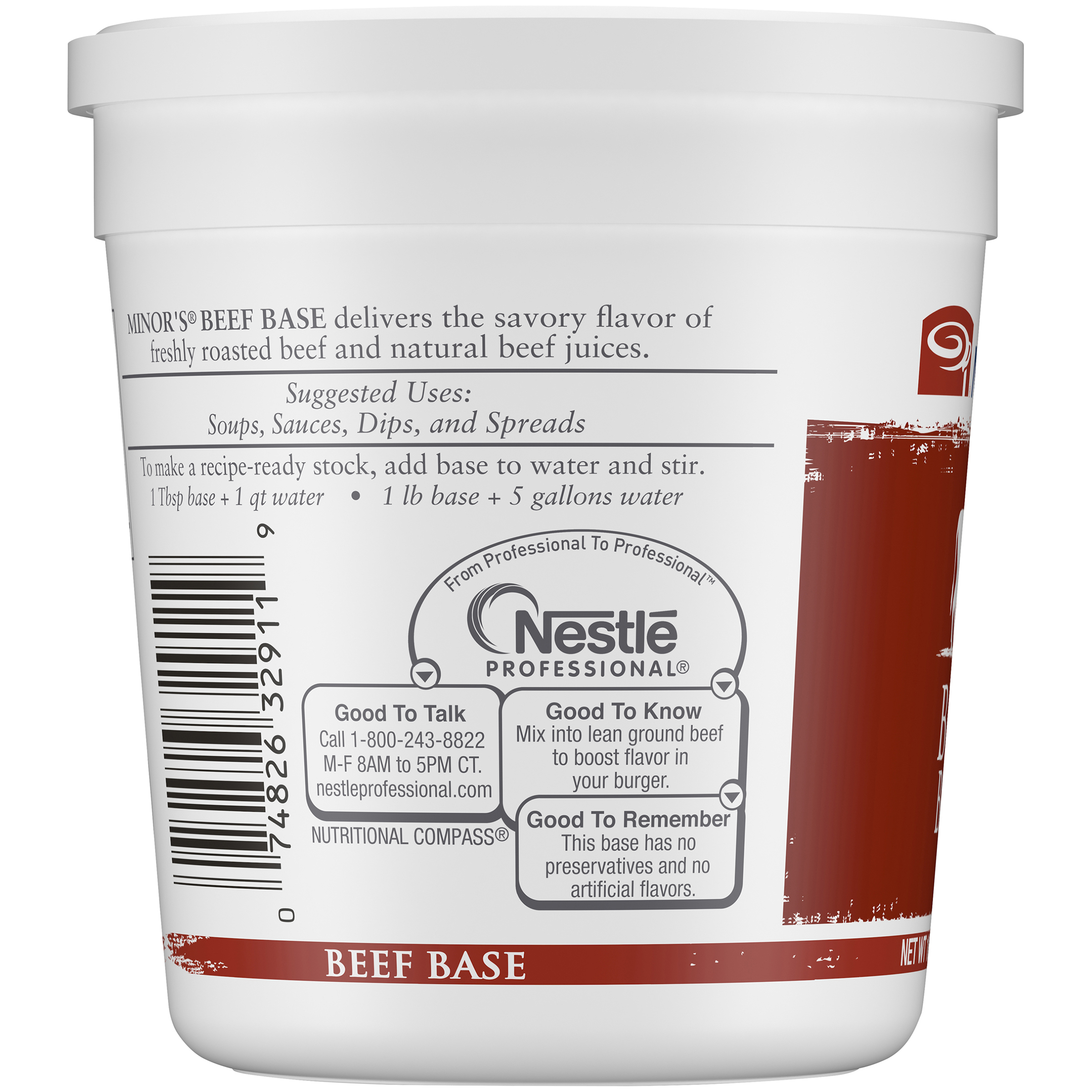 Minor's Beef Base (No Added Msg) 1 Pound Each - 12 Per Case.