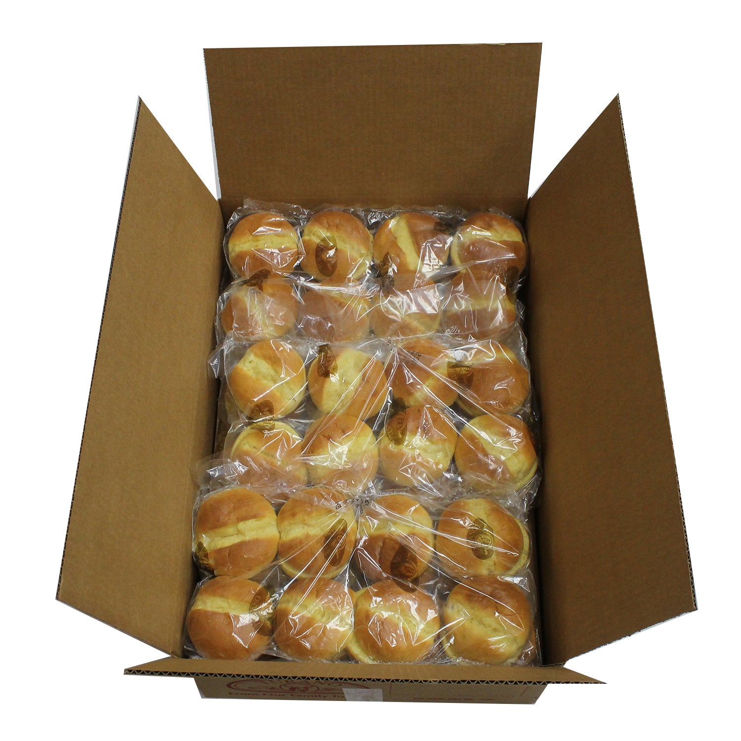 Golden Split Top Buns 2.7 Ounce Size - 96 Per Case.