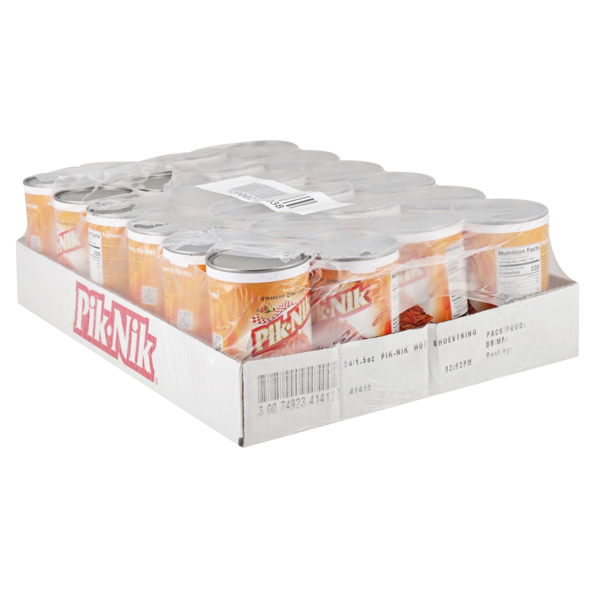 Pik Nik Hot Shoestring Potatoes Tray 1.5 Ounce Size - 24 Per Case.