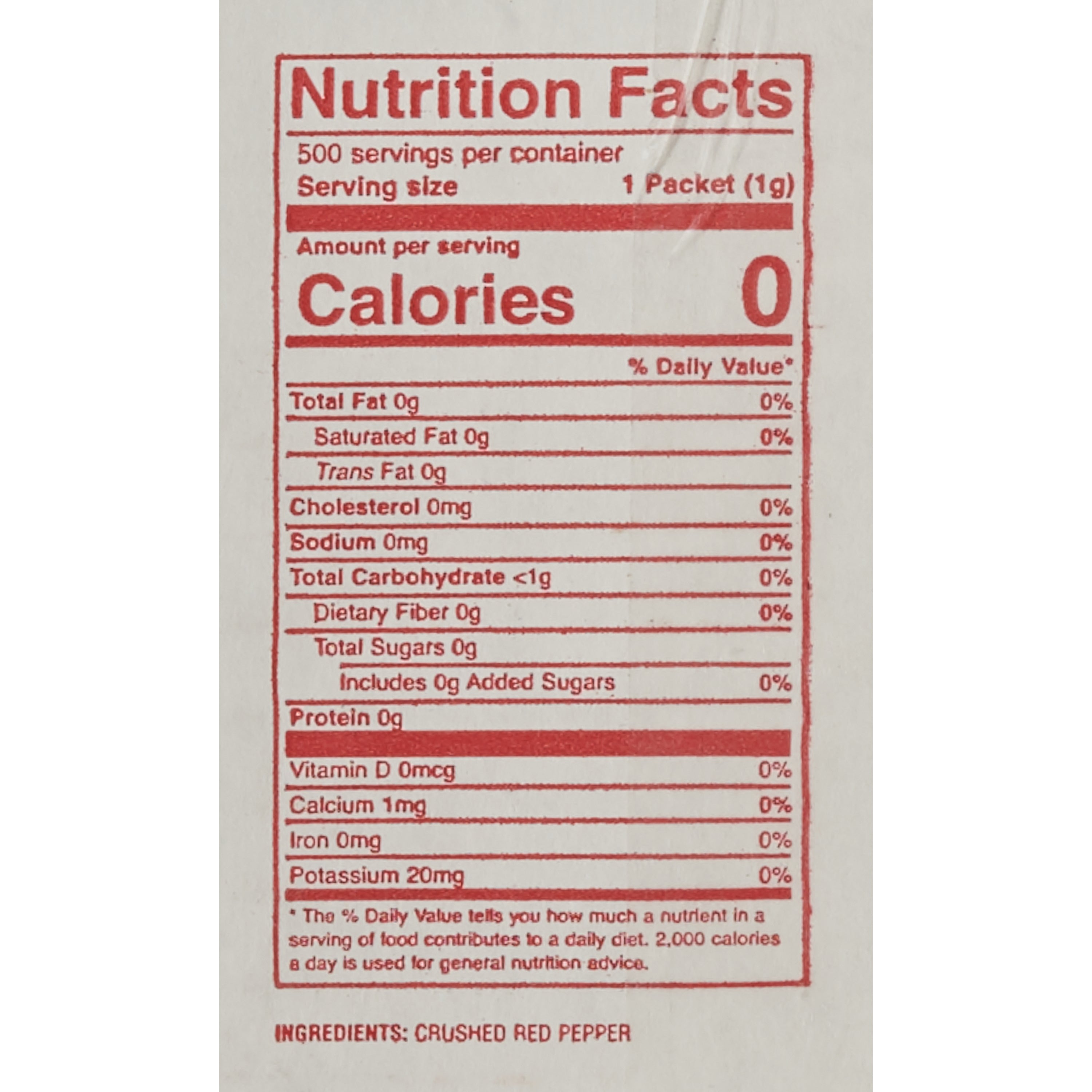 N'joy Pepper Crushed Red 1 Grams Each - 1.1 Pound Per Case.