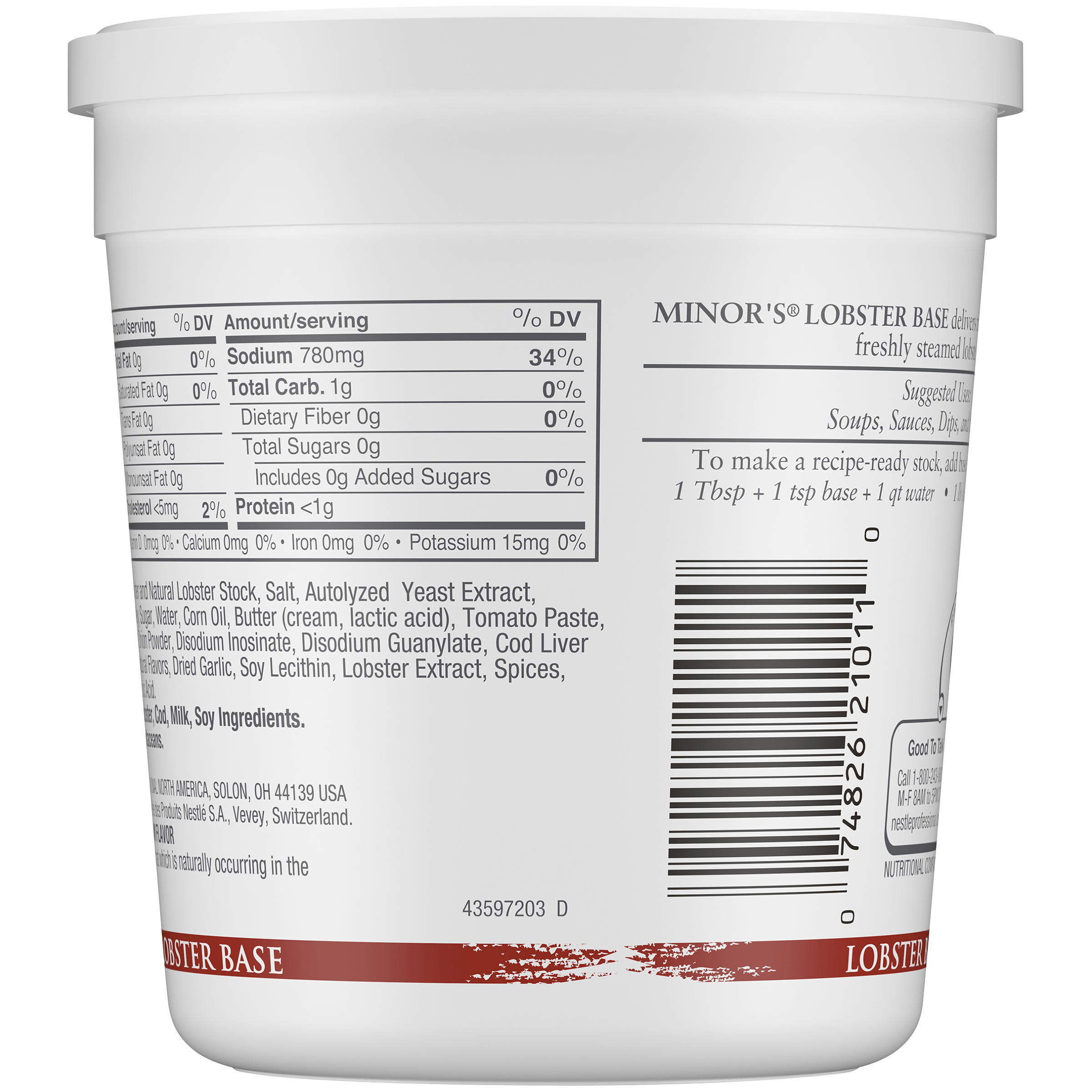 Minor's Lobster Base (No Added Msg) Gluten Free 1 Pound Each - 6 Per Case.