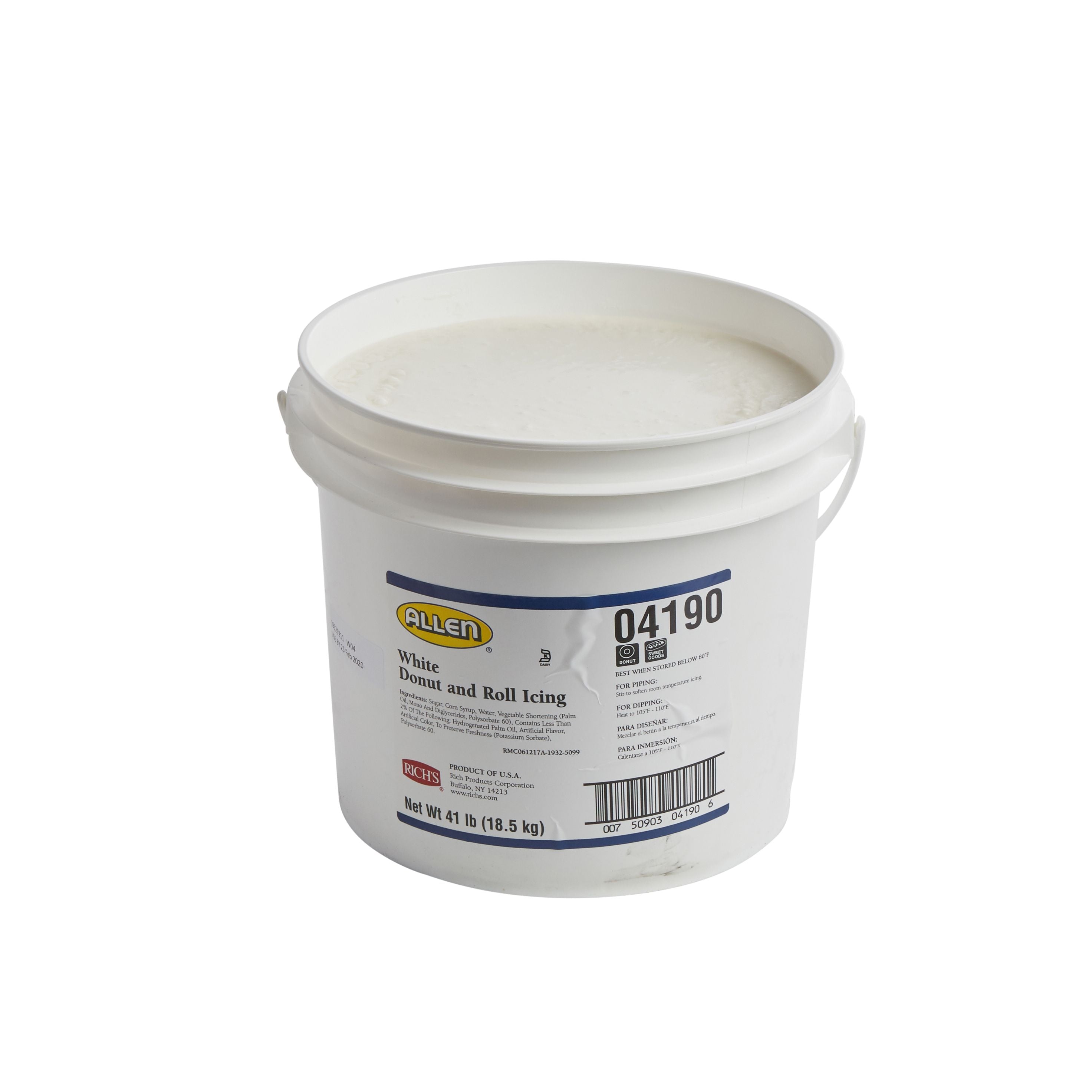 Allen Jwa Icing White Donut & Roll 41 Pound Each - 1 Per Case.