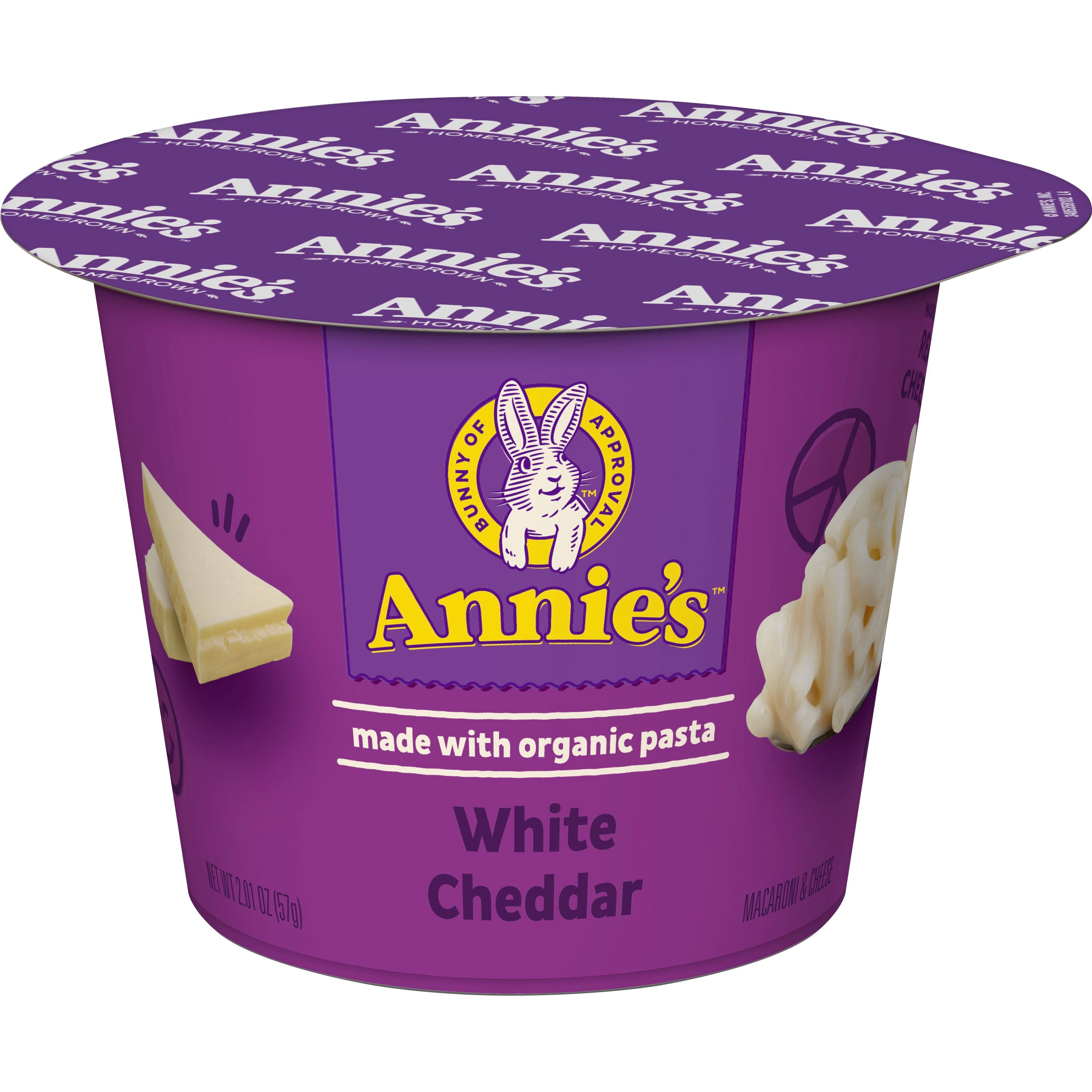 Annie's™ Macaroni & Cheese Microwave Single Serve Cup White Cheddar 2.01 Ounce Size - 12 Per Case.