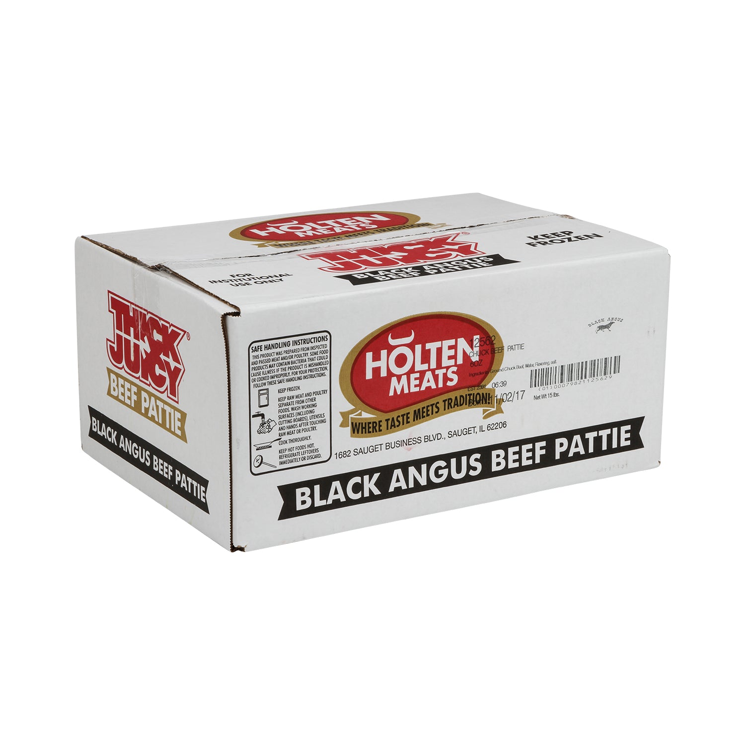 Beef Thick N Juicy Black Angus Patty 6 Ounce Size - 40 Per Case.