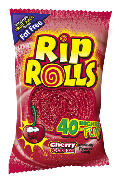 Rip Rolls Cherry Goods Displaycarton 1.4 Ounce Size - 288 Per Case.