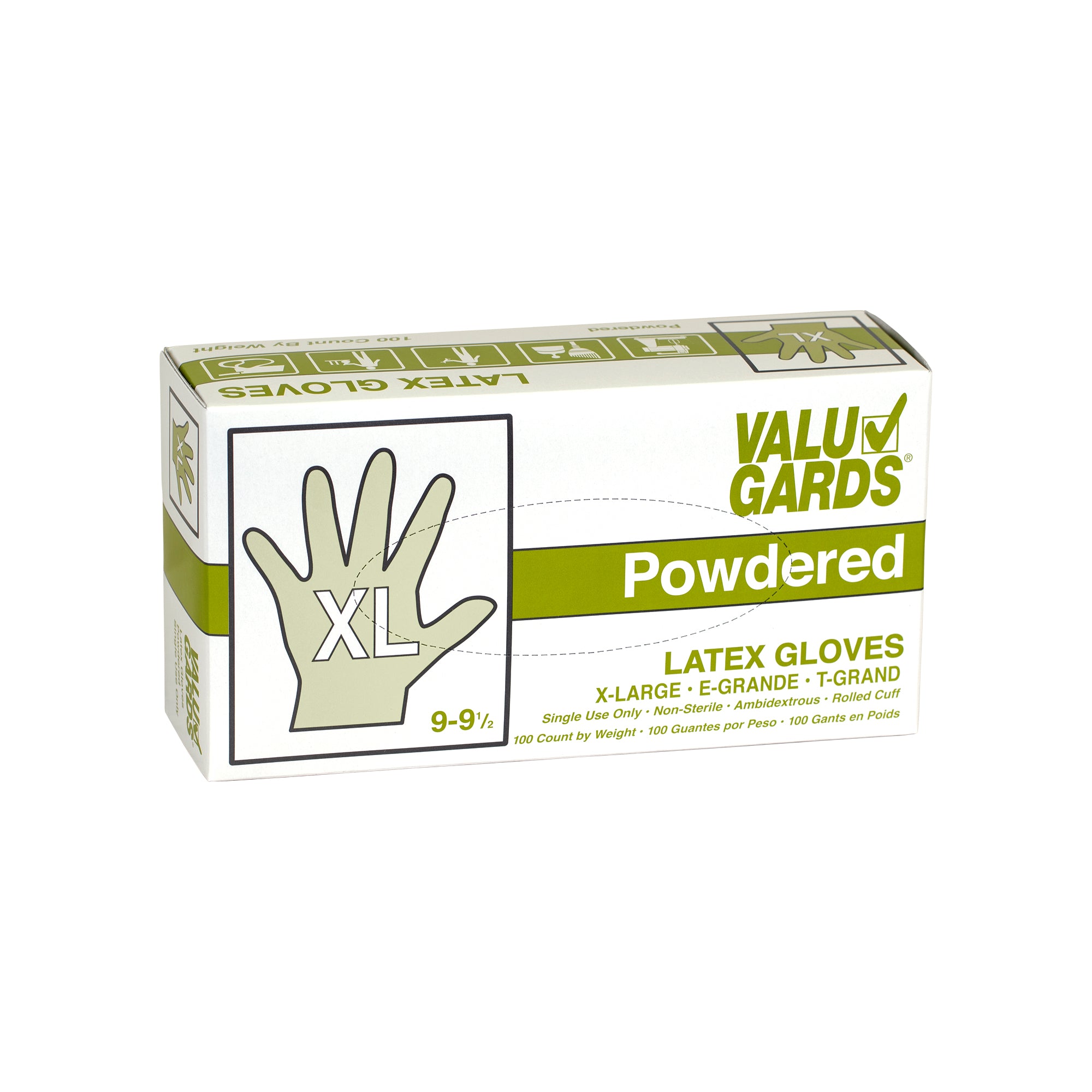 Glove Latex Valugard Powdered Extra Large 100 Each - 10 Per Case.