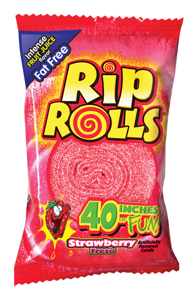Rip Rolls Strawberry Goods Display Carton 1.4 Ounce Size - 288 Per Case.