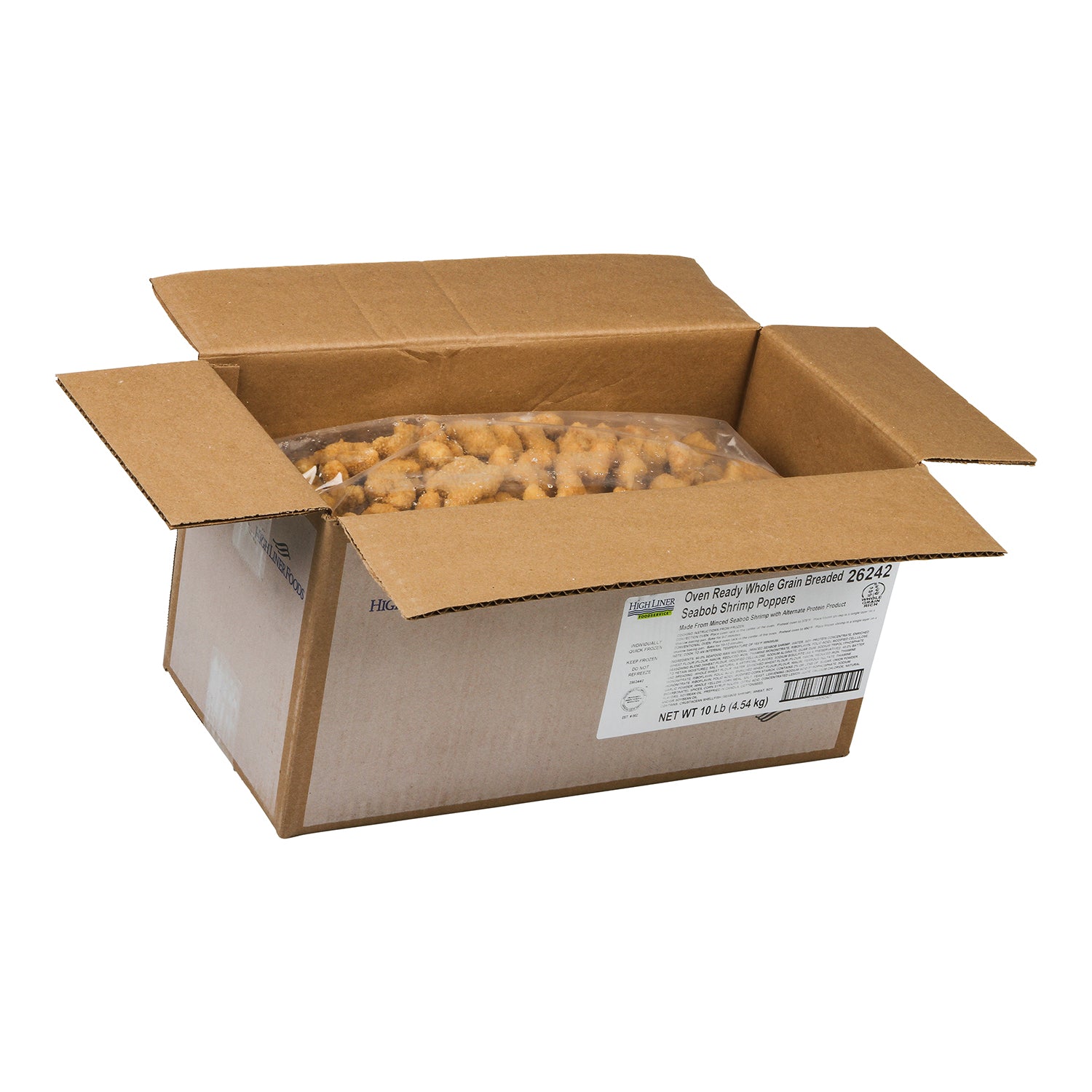 Oven Ready Whole Grain Breaded Seabobshrimp Poppers 5 Pound Each - 2 Per Case.