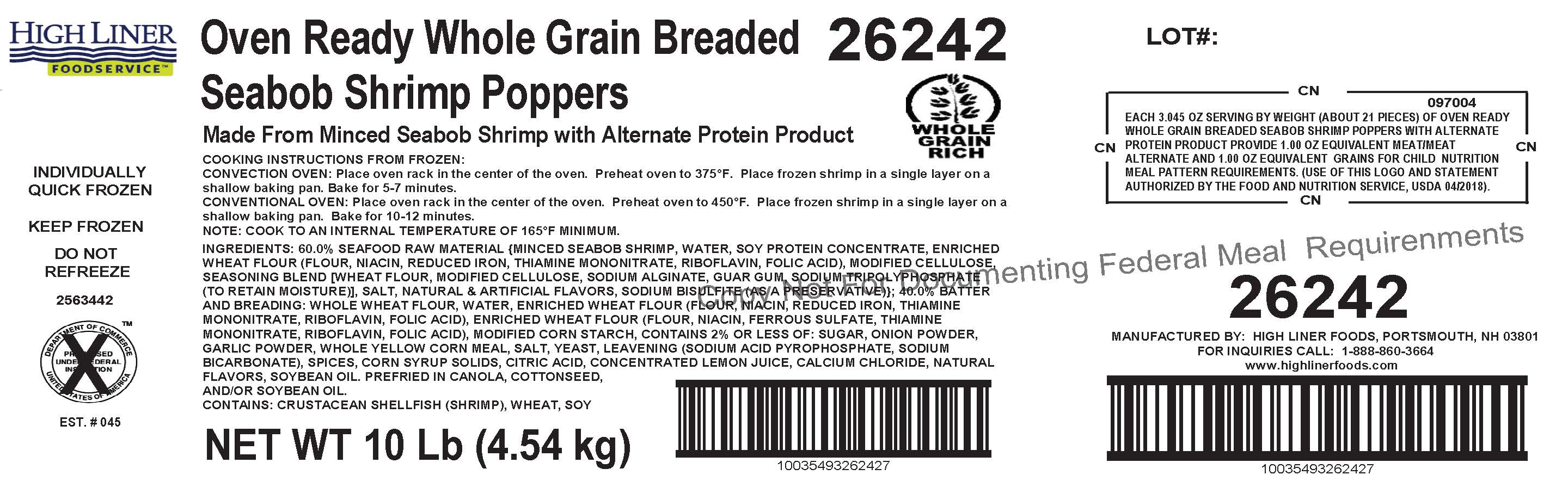 Oven Ready Whole Grain Breaded Seabobshrimp Poppers 5 Pound Each - 2 Per Case.