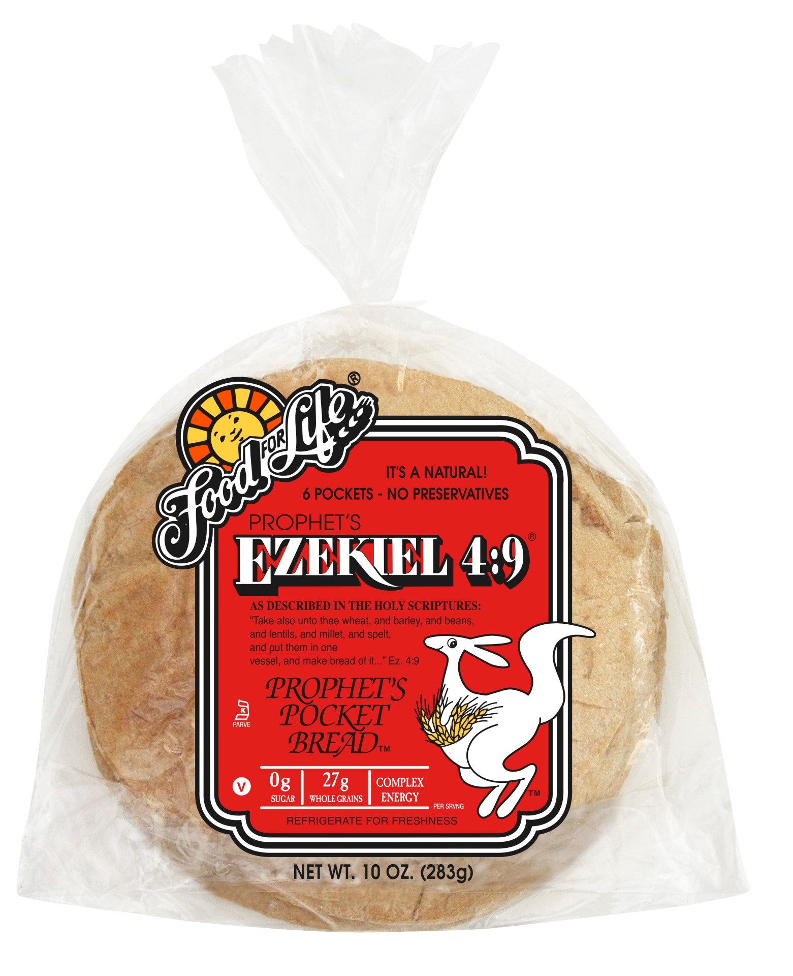 Food For Life Ezekiel 4:9 Whole Grain Pocket Bread, 10 Ounces, 12 per case