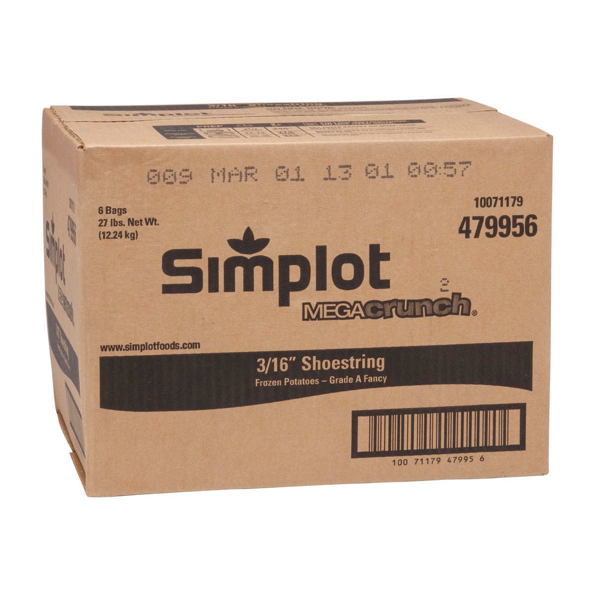 Simplot Megacrunch 6 Inch Battered Julienne Cut Fries Skin On 4.5 Pound Each - 6 Per Case.
