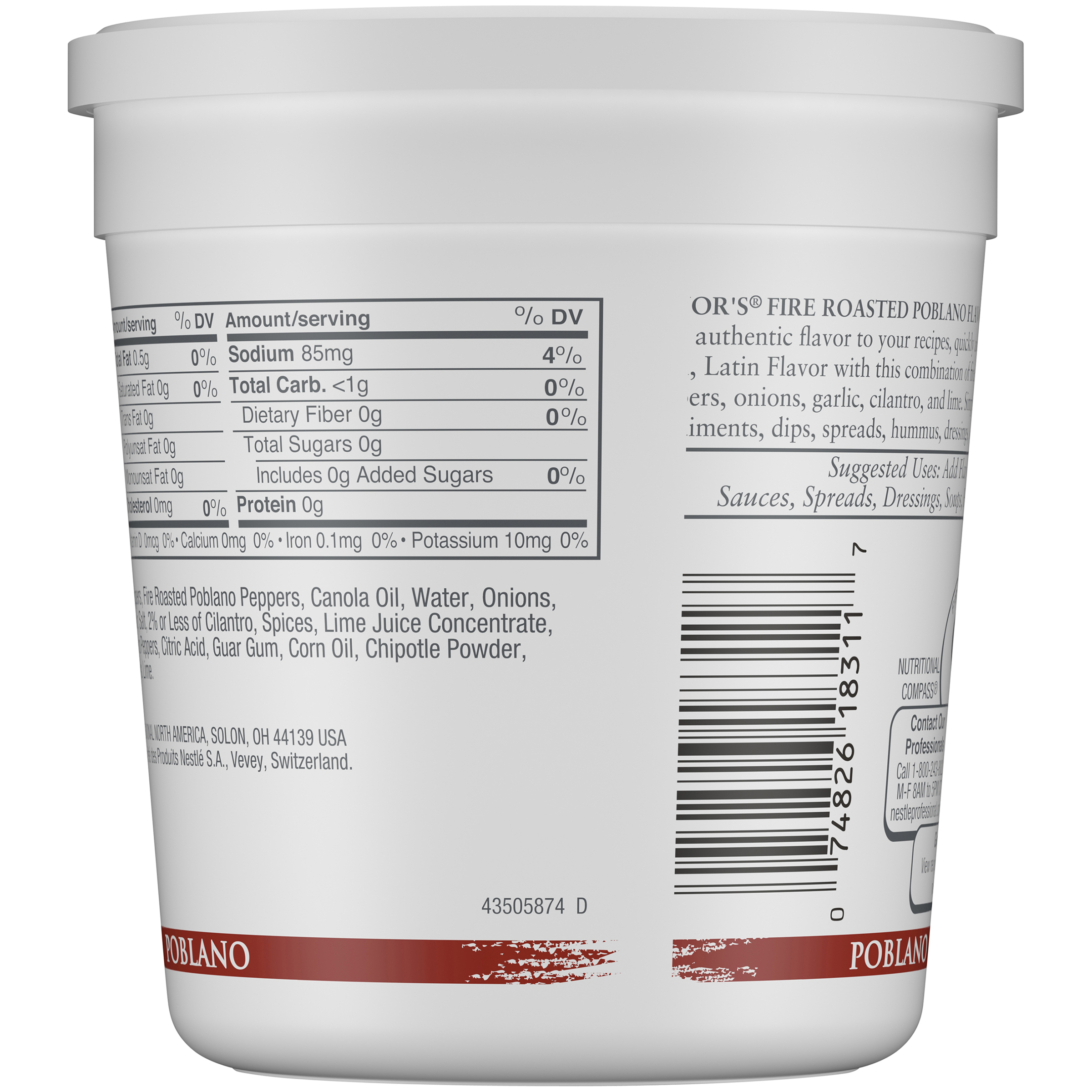 Minor's Fire Roasted Poblano Flavor Concentrate Gluten Free 13.6 Ounce Size - 6 Per Case.