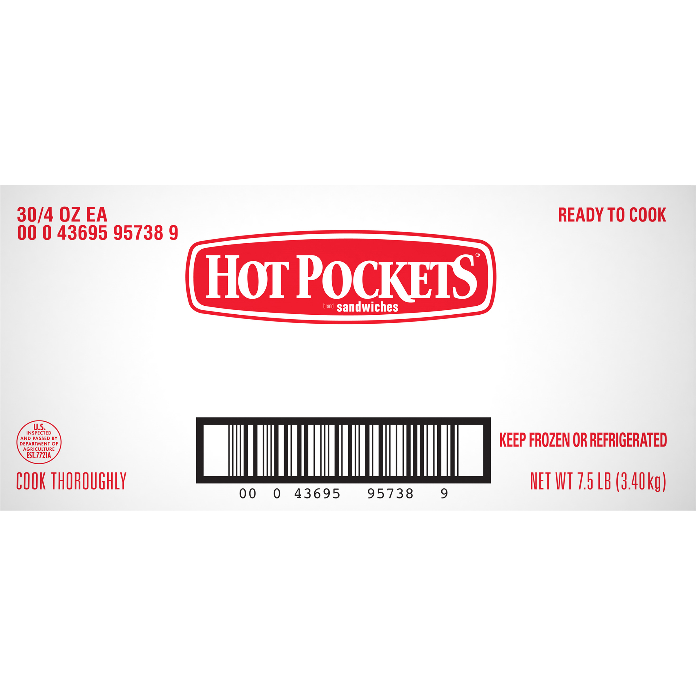 Hot Pockets Pepperoni Pizza 4 Ounce Size - 30 Per Case.