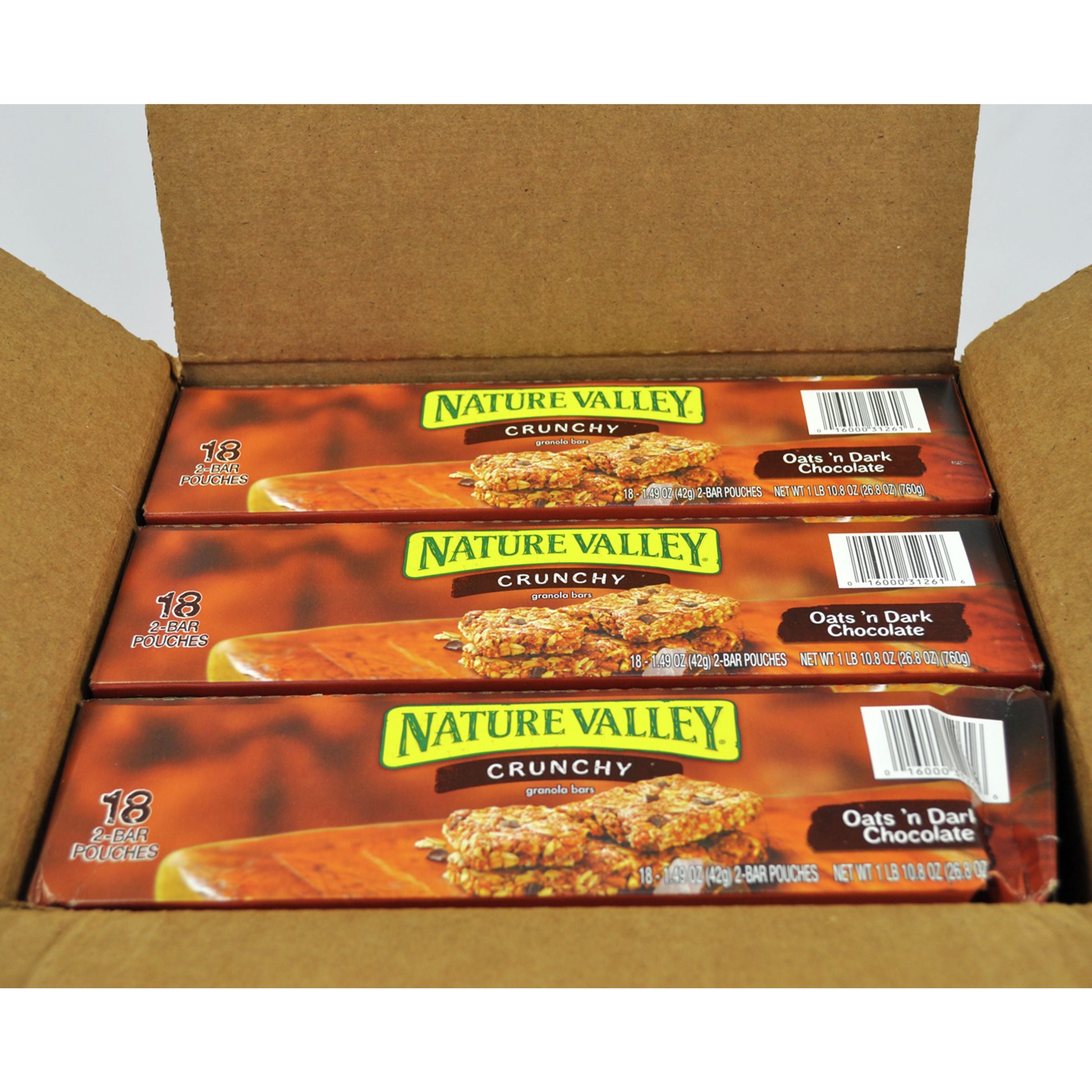 Nature Valley™ Crunchy Granola Bars Oats 'n Dark Chocolate (Double Bar) 26.8 Ounce Size - 6 Per Case.