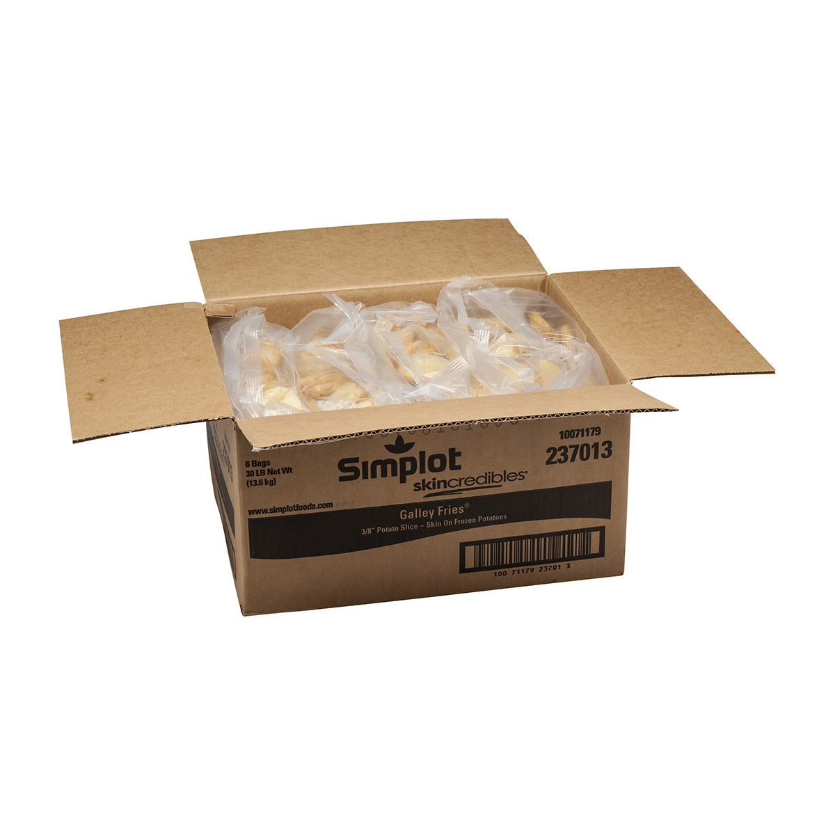 Simplot Skincredibles 8 Inch Galley Cut Potatoslices Skin On 5 Pound Each - 6 Per Case.