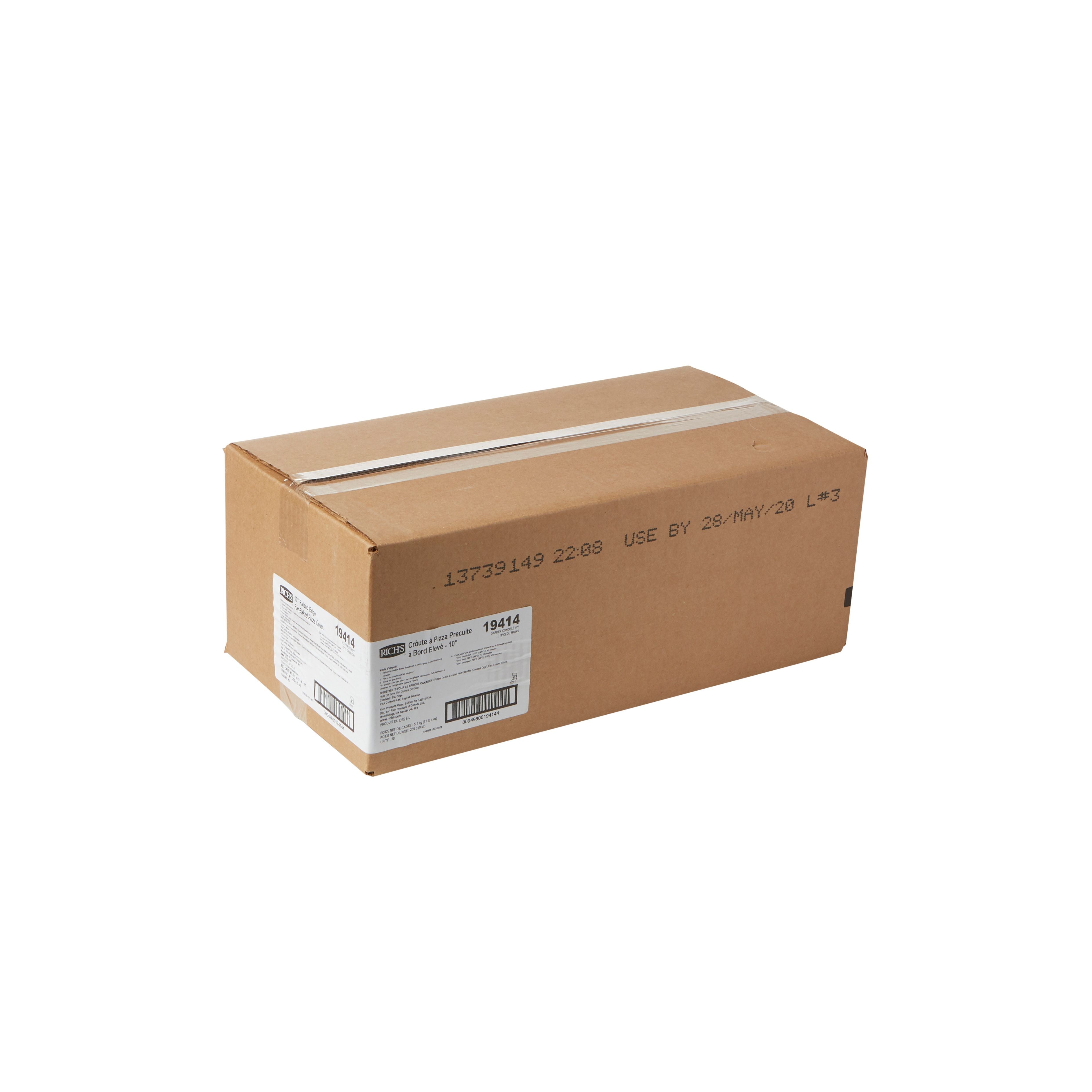 Pizza Crust Par Baked Raised Edge 10" 9 Ounce Size - 20 Per Case.