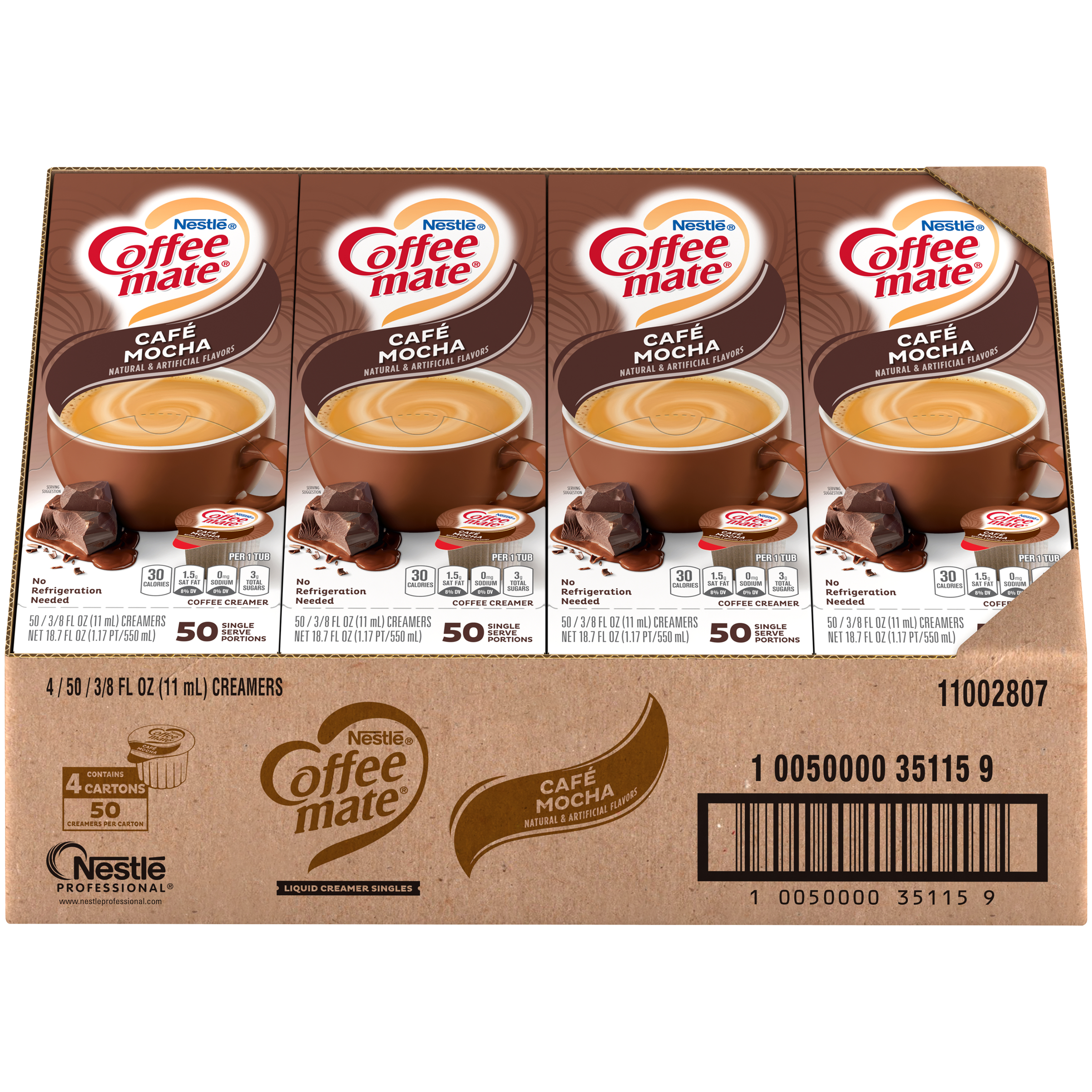 Nestle Coffee Mate Coffee Creamer Cafe Mochaflavor Liquid Creamer Singles 18.7 Fluid Ounce - 4 Per Case.