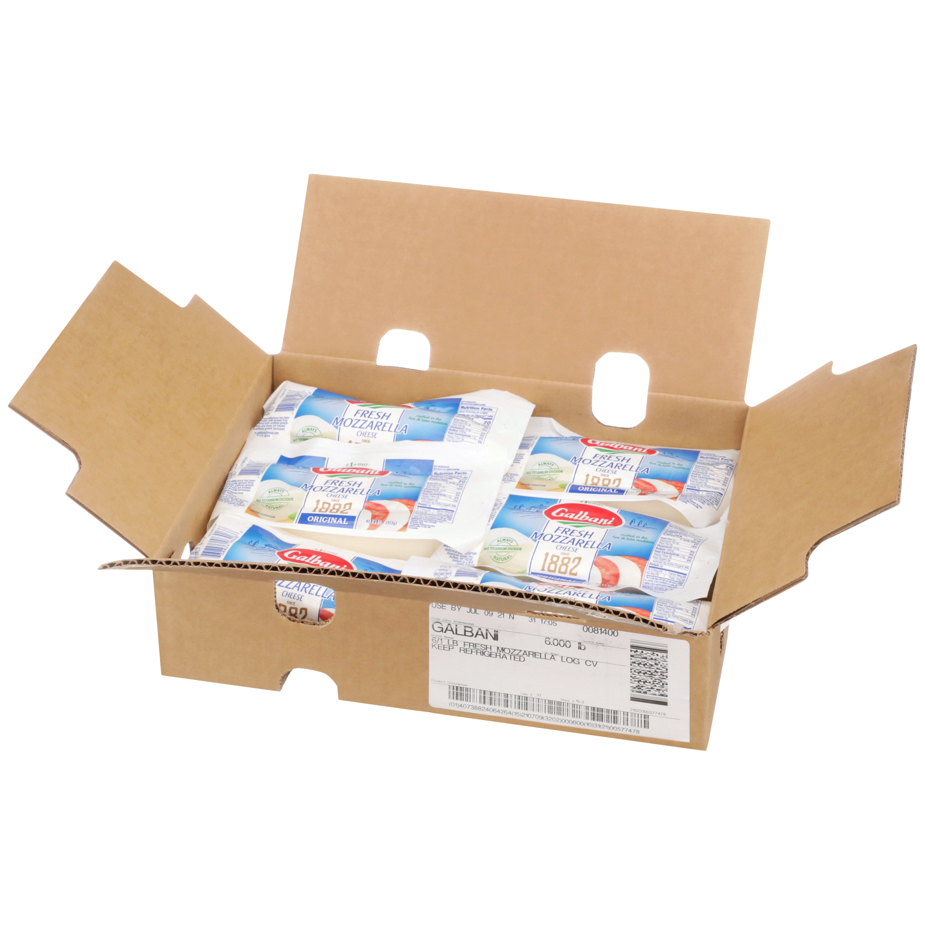 Galbani Fresh Mozzarella Sliced Log 16 Ounce Size - 6 Per Case.