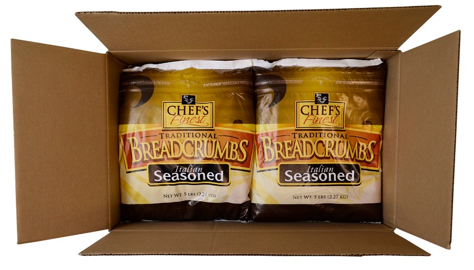 Chef's Finest Crumbled Medium Seasoned Bread 5 Pound Each - 6 Per Case.