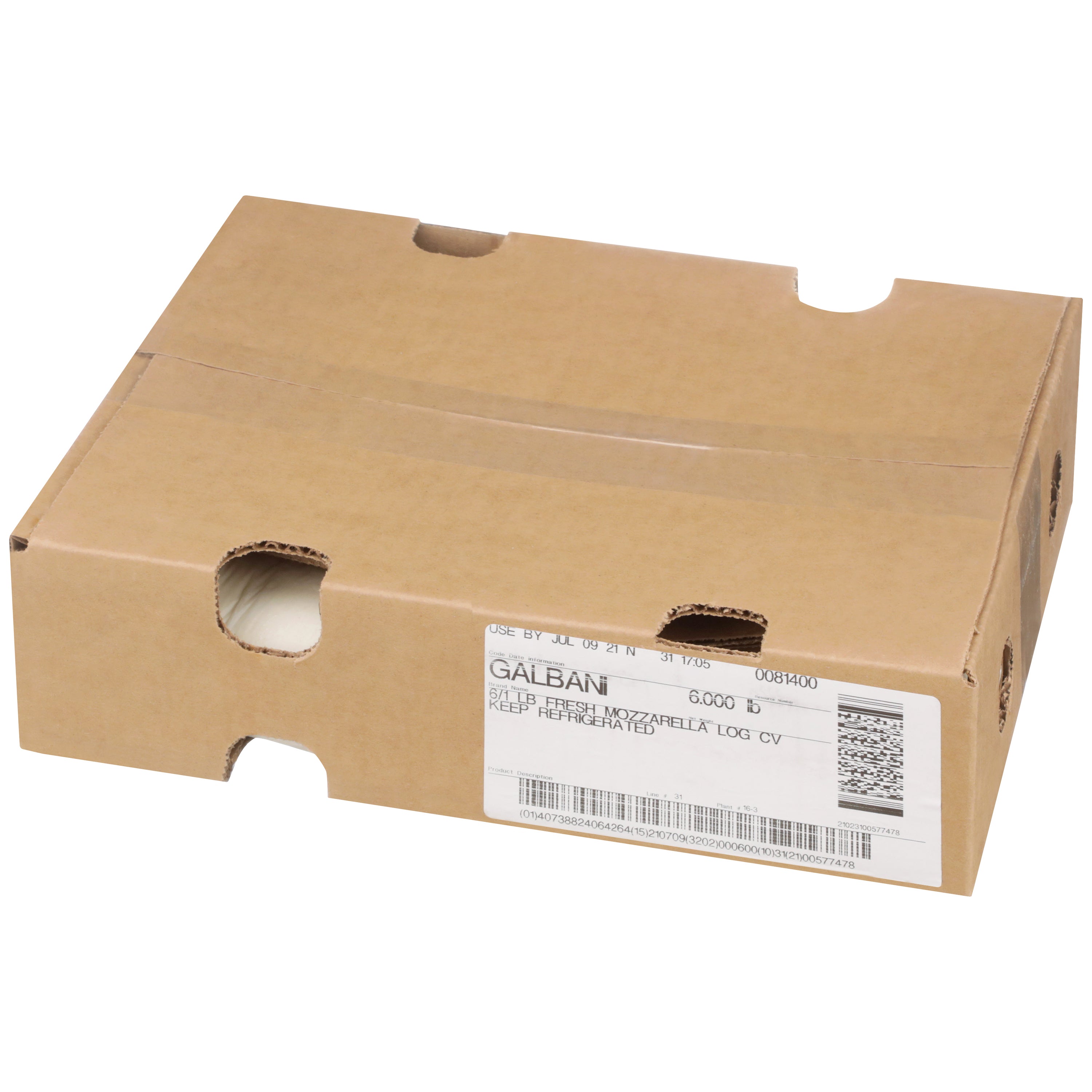 Galbani Fresh Mozzarella Sliced Log 16 Ounce Size - 6 Per Case.