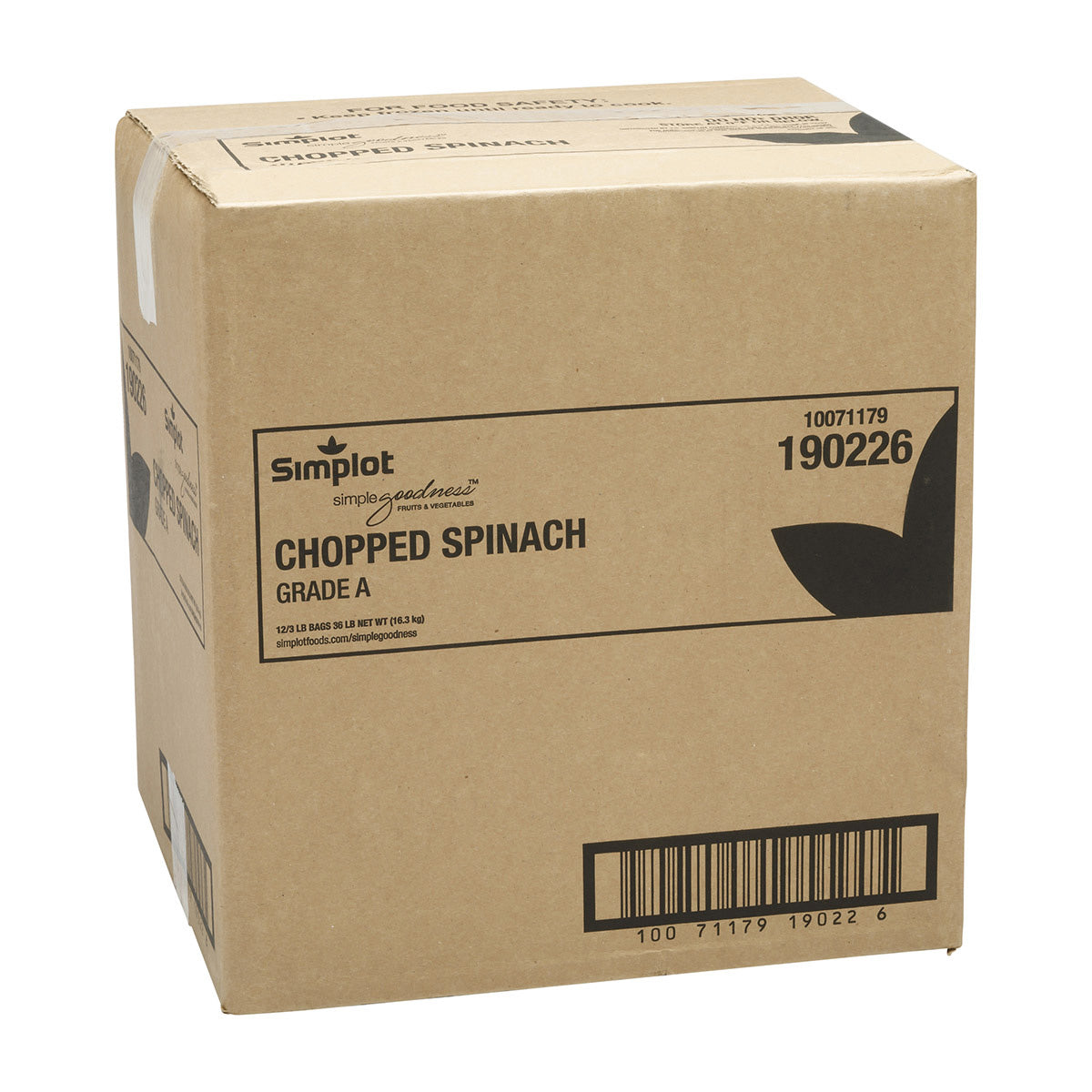Simplot Simple Goodness Classic Vegetables Chopped Spinach Wet Pack 3 Pound Each - 12 Per Case.